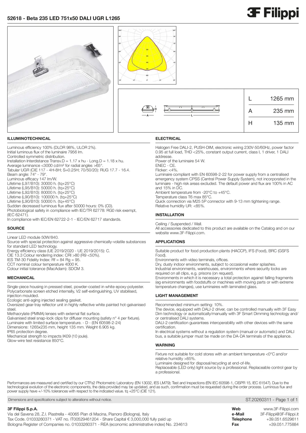 52618 - Beta 235 LED 751x50 DALI UGR L1265 - Datasheet - en
