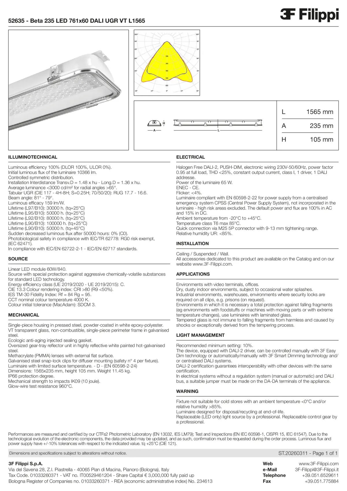 52635 - Beta 235 LED 761x60 DALI UGR VT L1565 - Datasheet - en