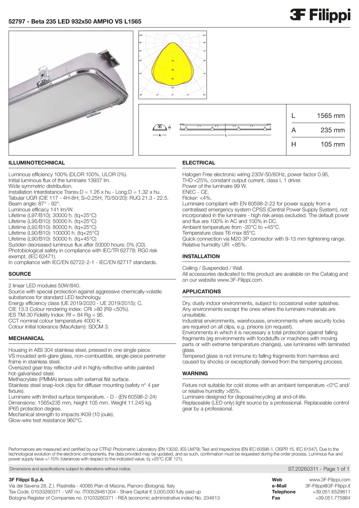 52797 - Beta 235 LED 932x50 AMPIO VS L1565 - Datasheet - en