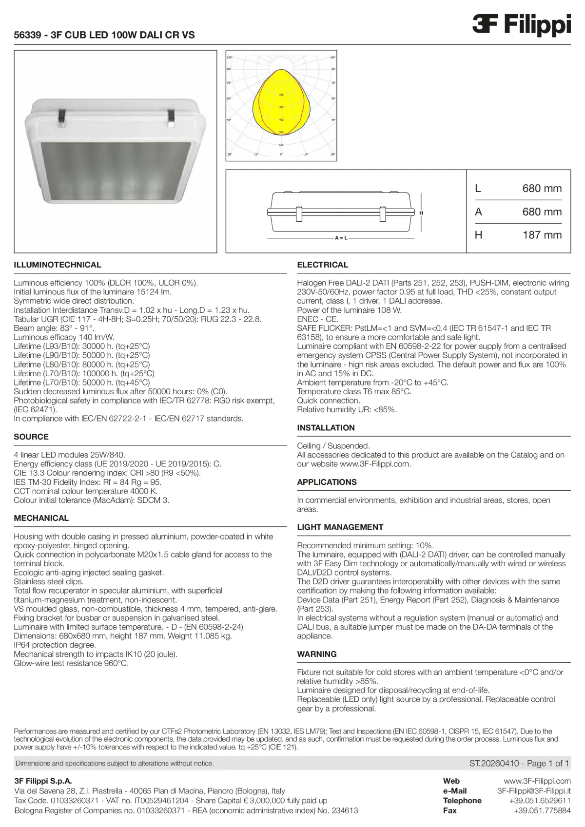 56339 - 3F CUB LED 100W DALI CR VS - Datasheet - en