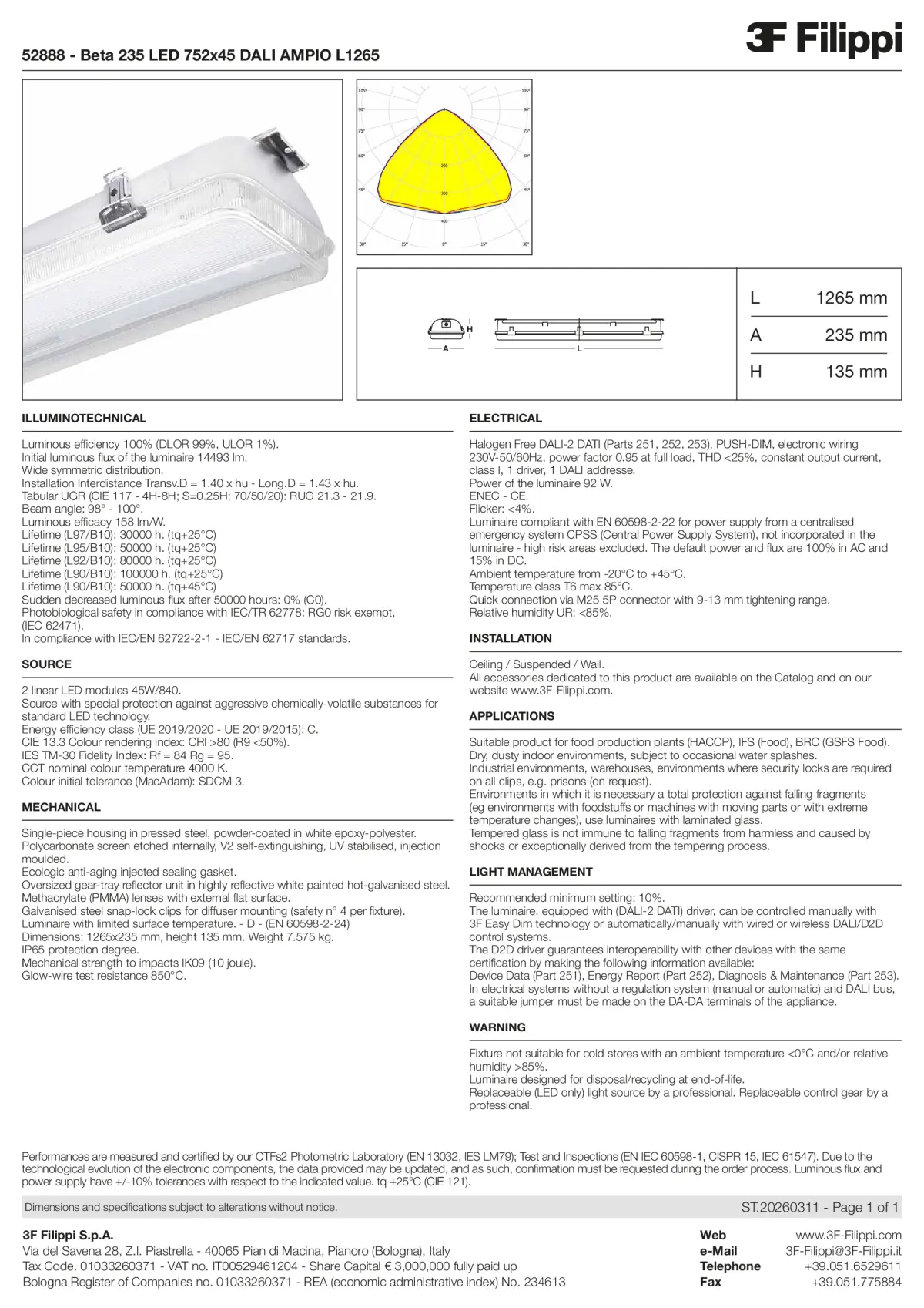 52888 - Beta 235 LED 752x45 DALI AMPIO L1265 - Datasheet - en