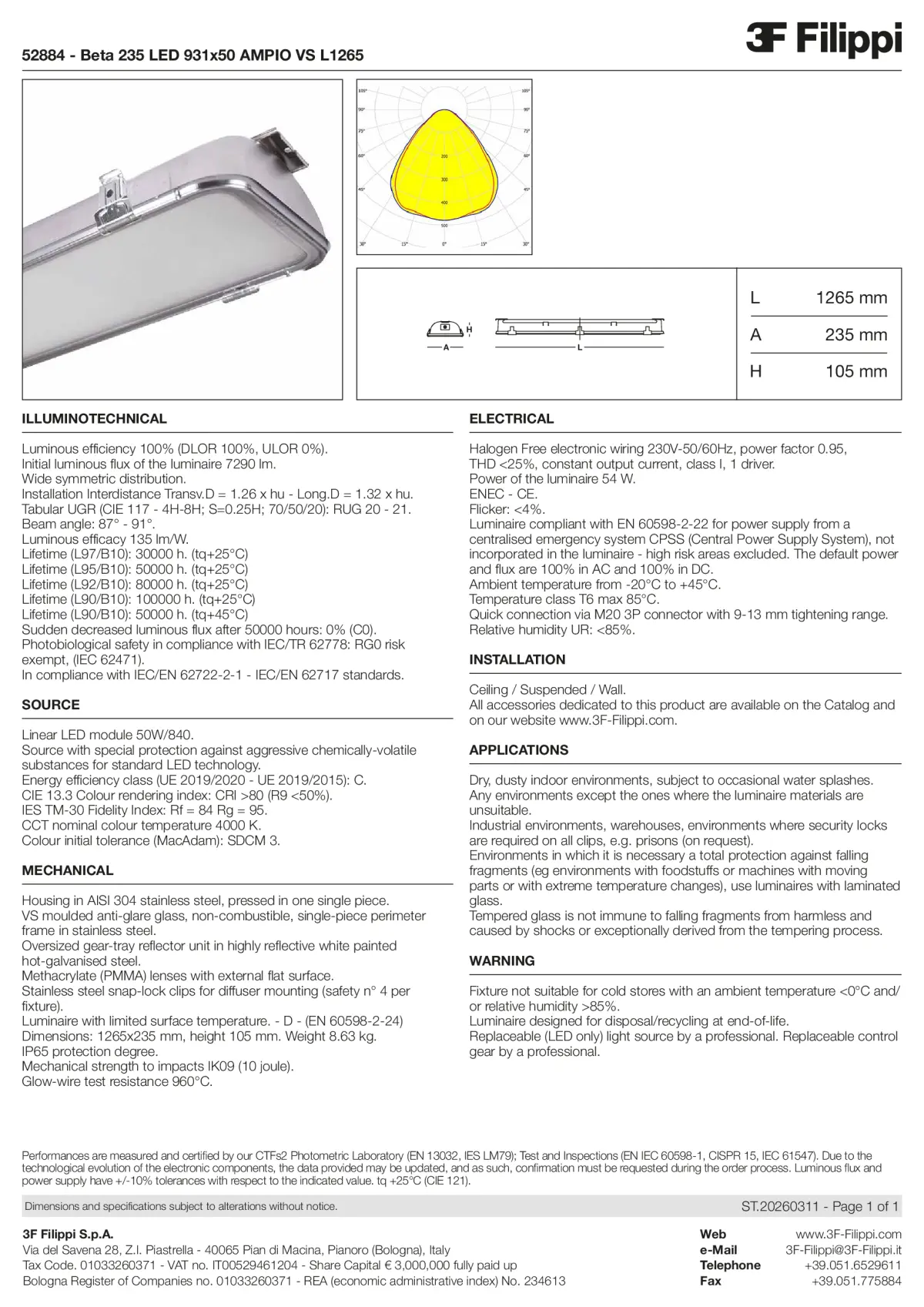 52884 - Beta 235 LED 931x50 AMPIO VS L1265 - Datasheet - en