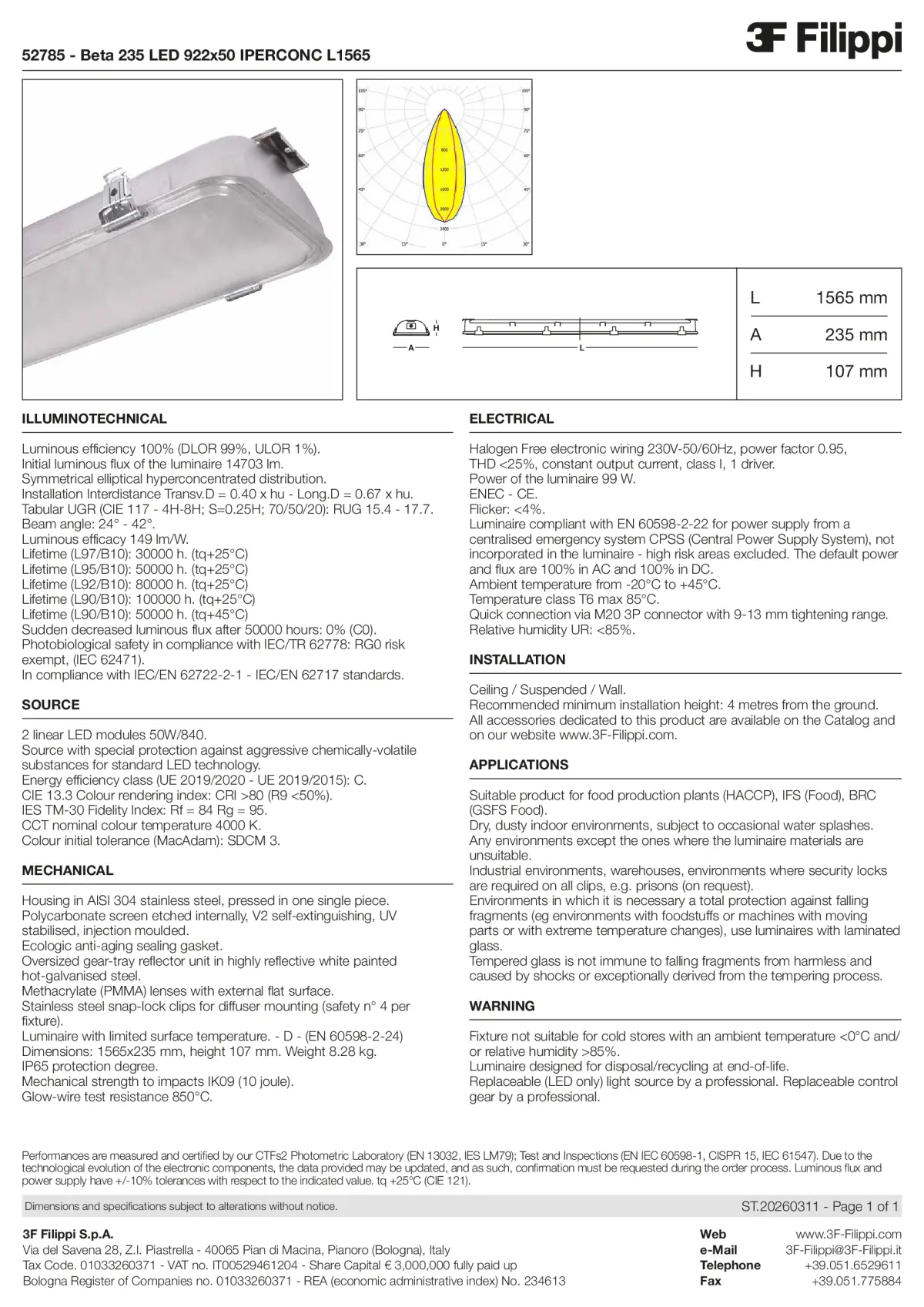 52785 - Beta 235 LED 922x50 IPERCONC L1565 - Datasheet - en
