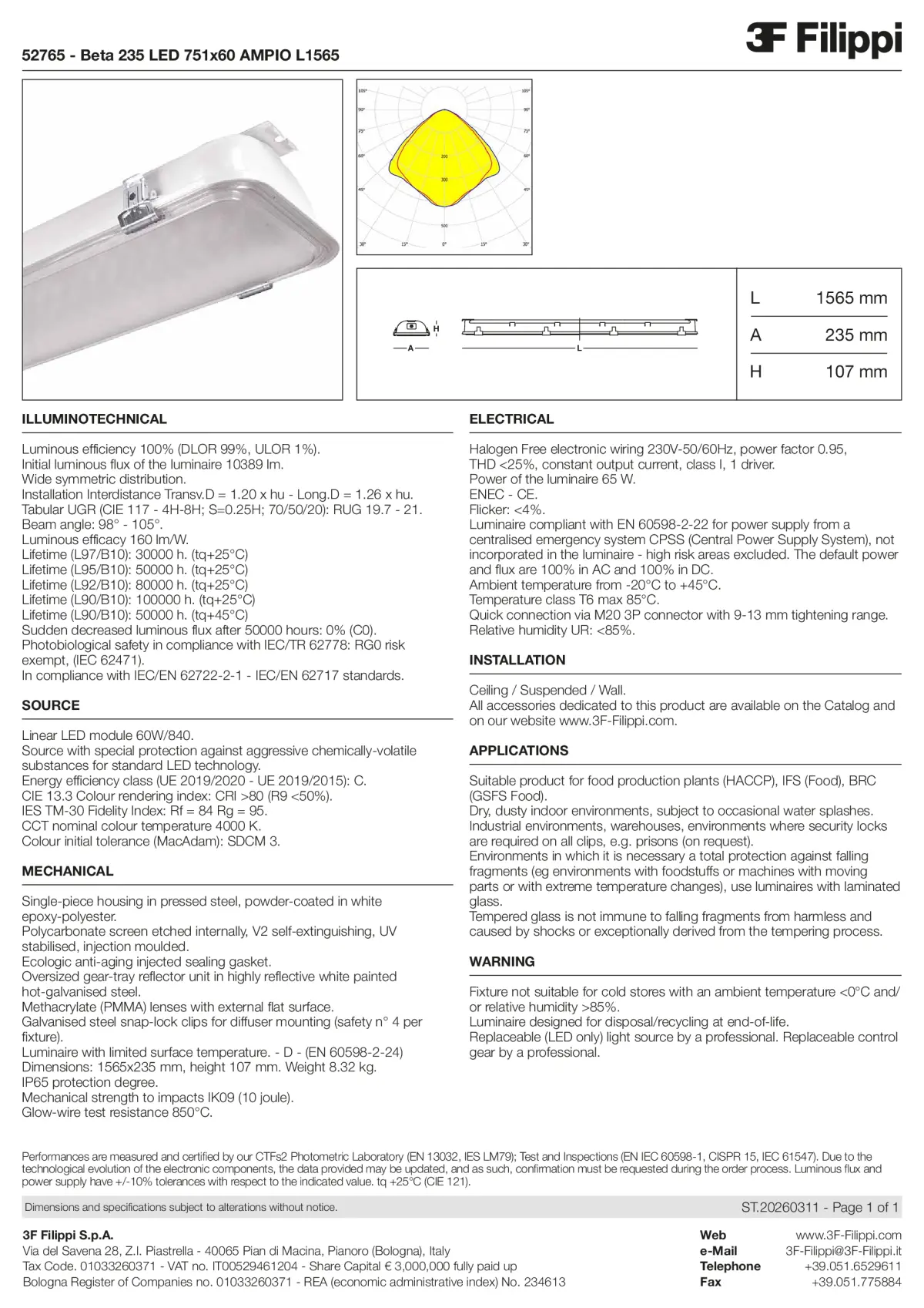 52765 - Beta 235 LED 751x60 AMPIO L1565 - Datasheet - en
