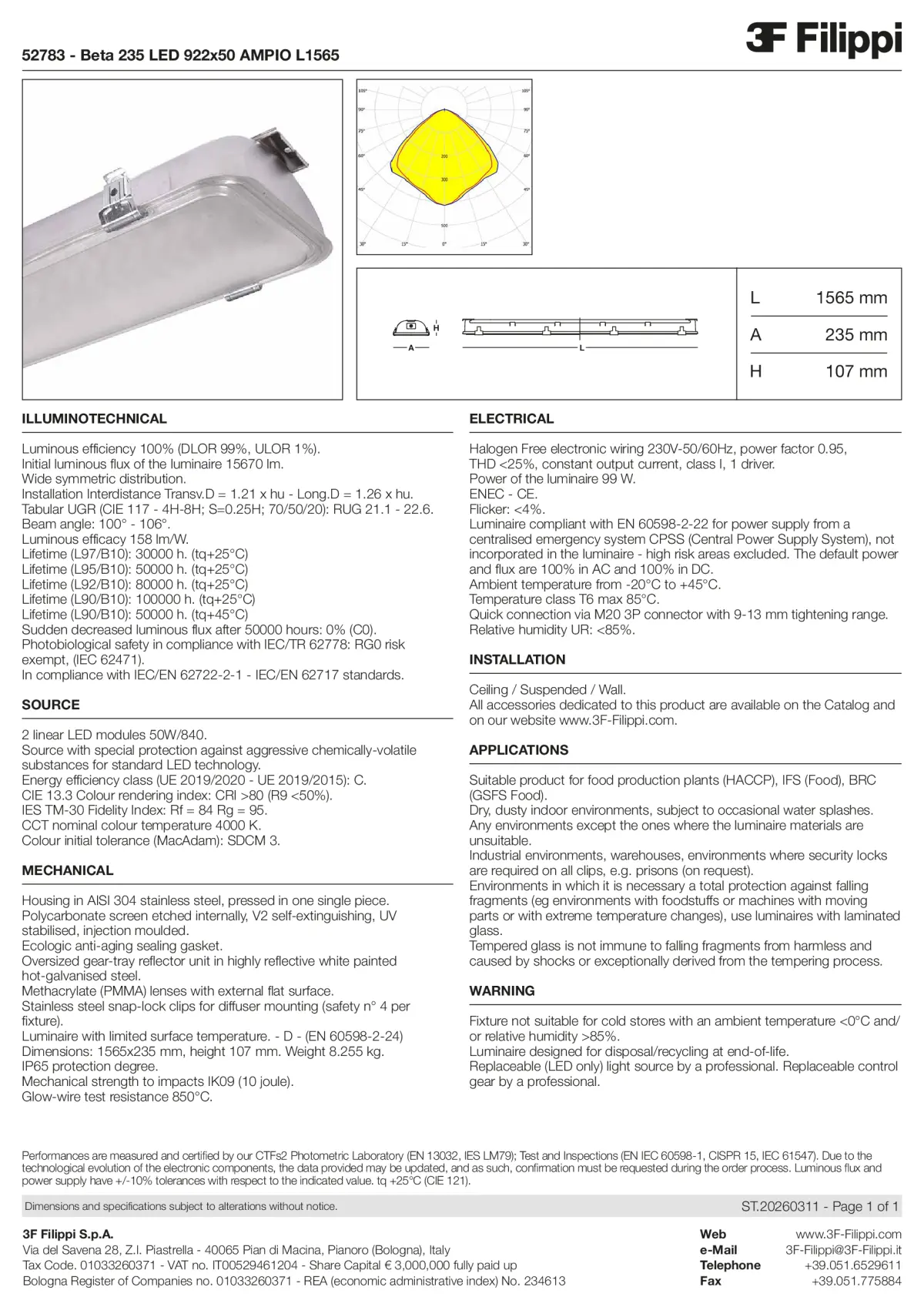 52783 - Beta 235 LED 922x50 AMPIO L1565 - Datasheet - en