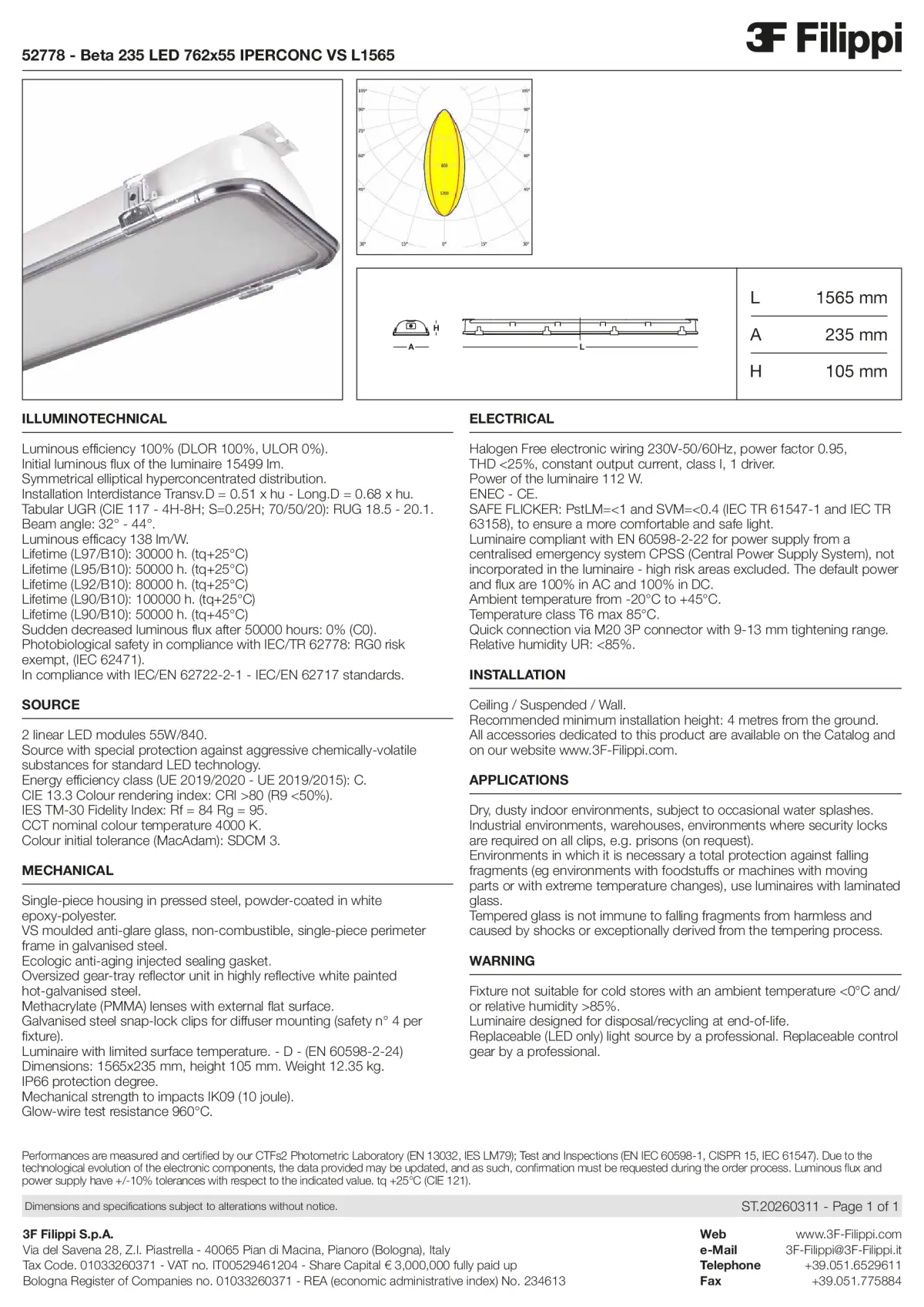 52778 - Beta 235 LED 762x55 IPERCONC VS L1565 - Datasheet - en