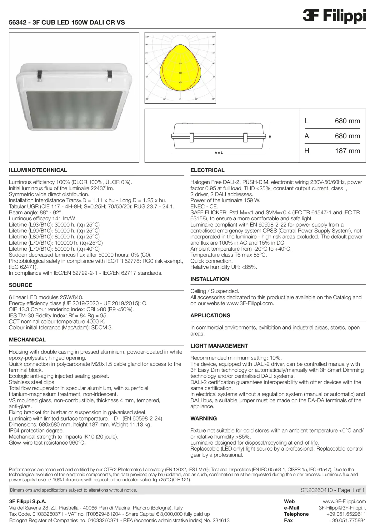 56342 - 3F CUB LED 150W DALI CR VS - Datasheet - en