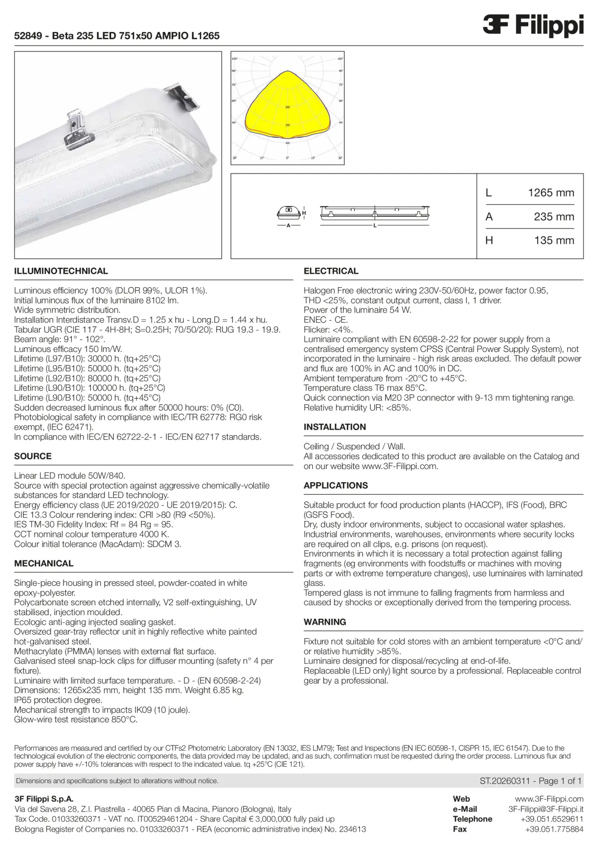 52849 - Beta 235 LED 751x50 AMPIO L1265 - Datasheet - en