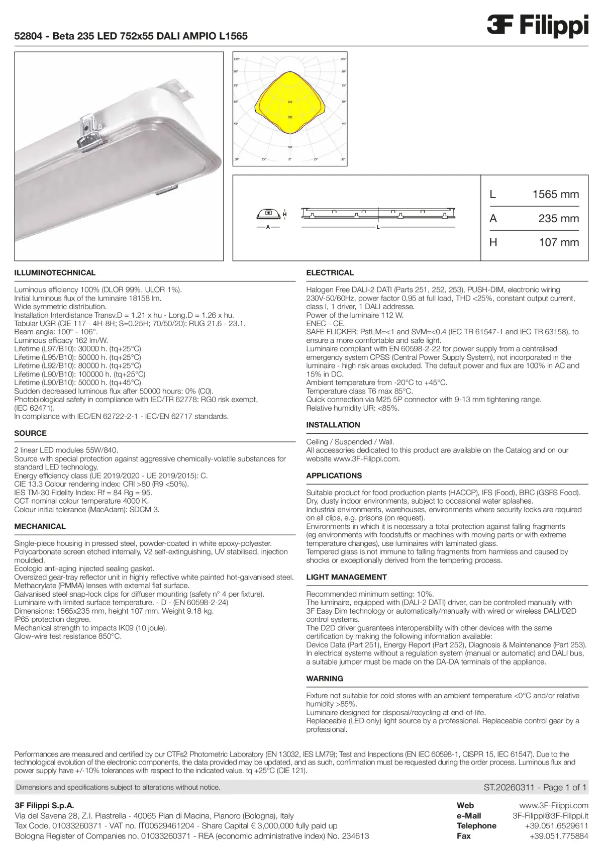 52804 - Beta 235 LED 752x55 DALI AMPIO L1565 - Datasheet - en