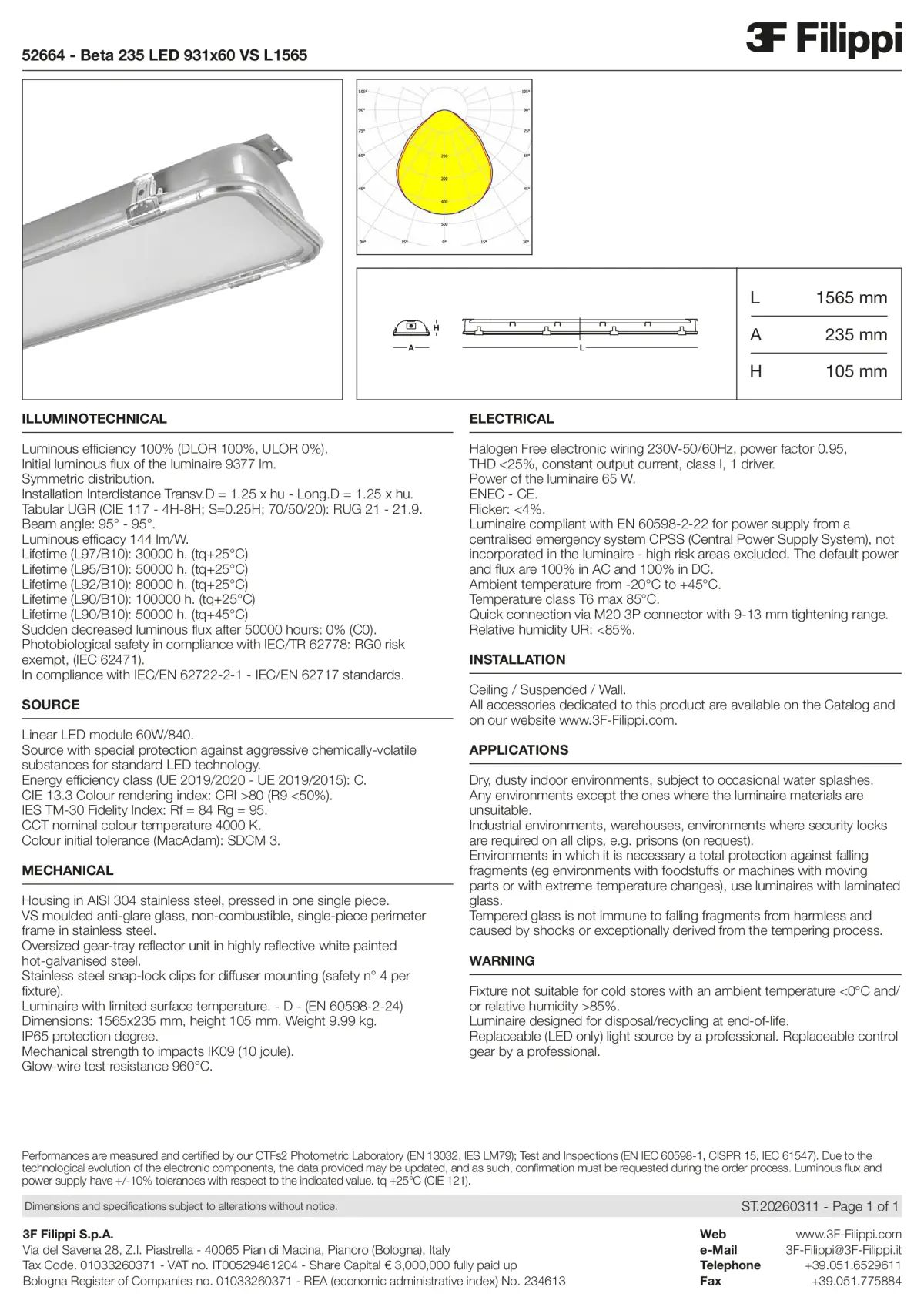 52664 - Beta 235 LED 931x60 VS L1565 - Datasheet - en