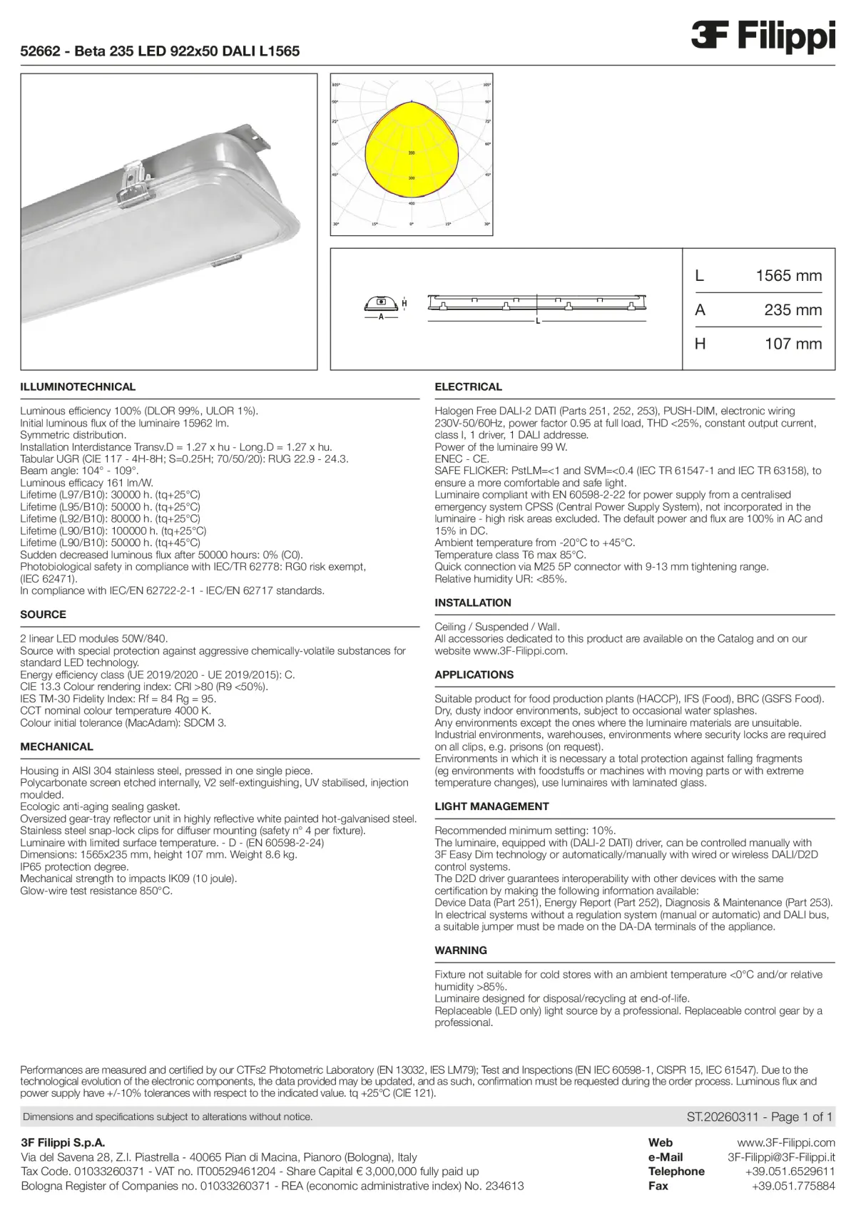 52662 - Beta 235 LED 922x50 DALI L1565 - Datasheet - en
