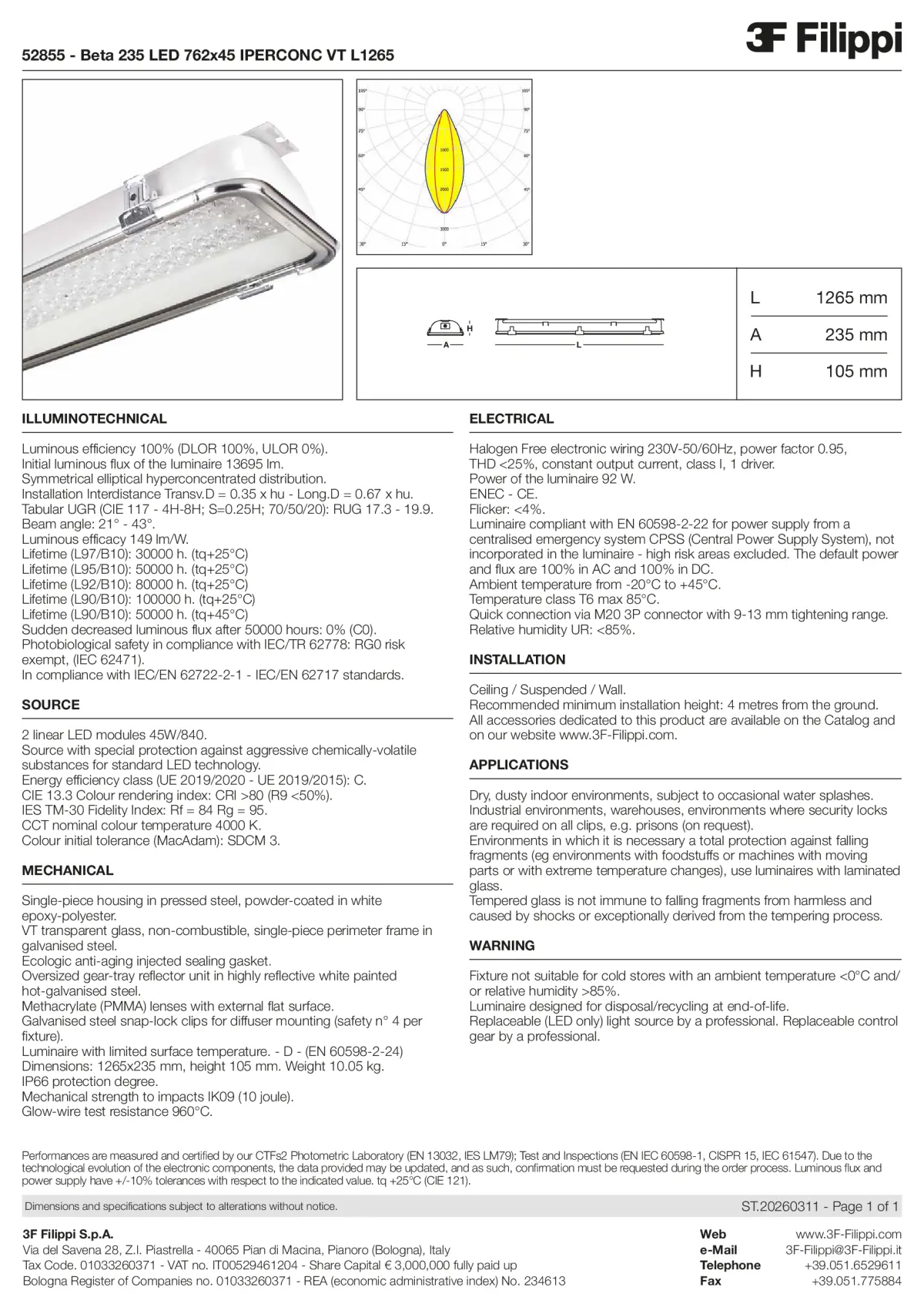 52855 - Beta 235 LED 762x45 IPERCONC VT L1265 - Datasheet - en