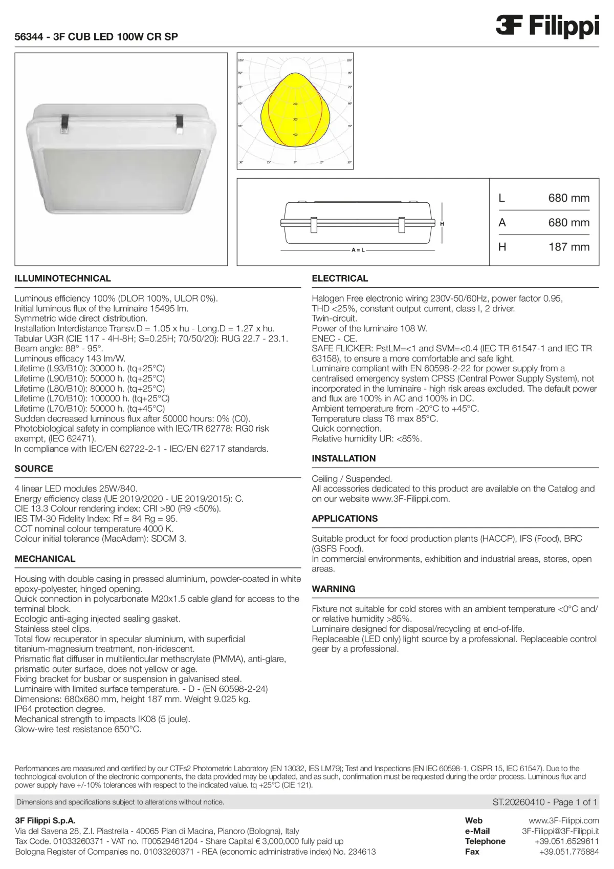 56344 - 3F CUB LED 100W CR SP - Datasheet - en