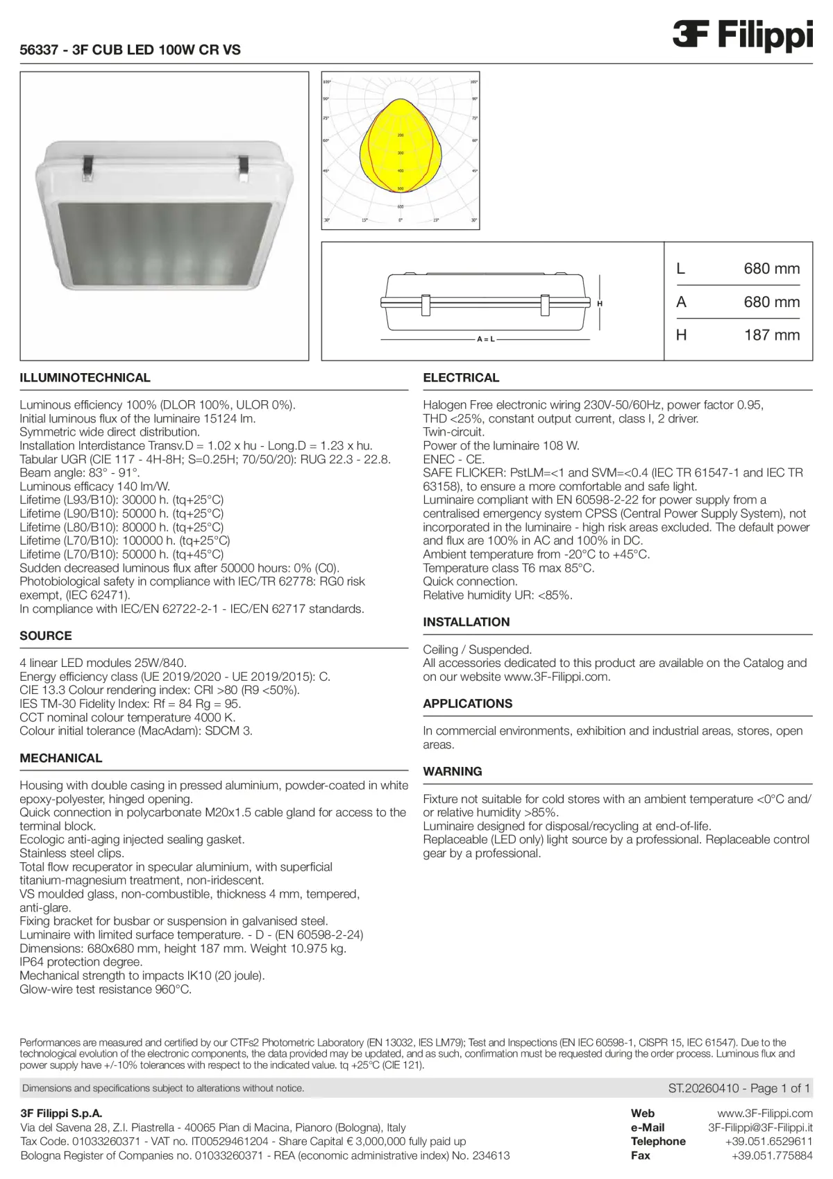 56337 - 3F CUB LED 100W CR VS - Datasheet - en