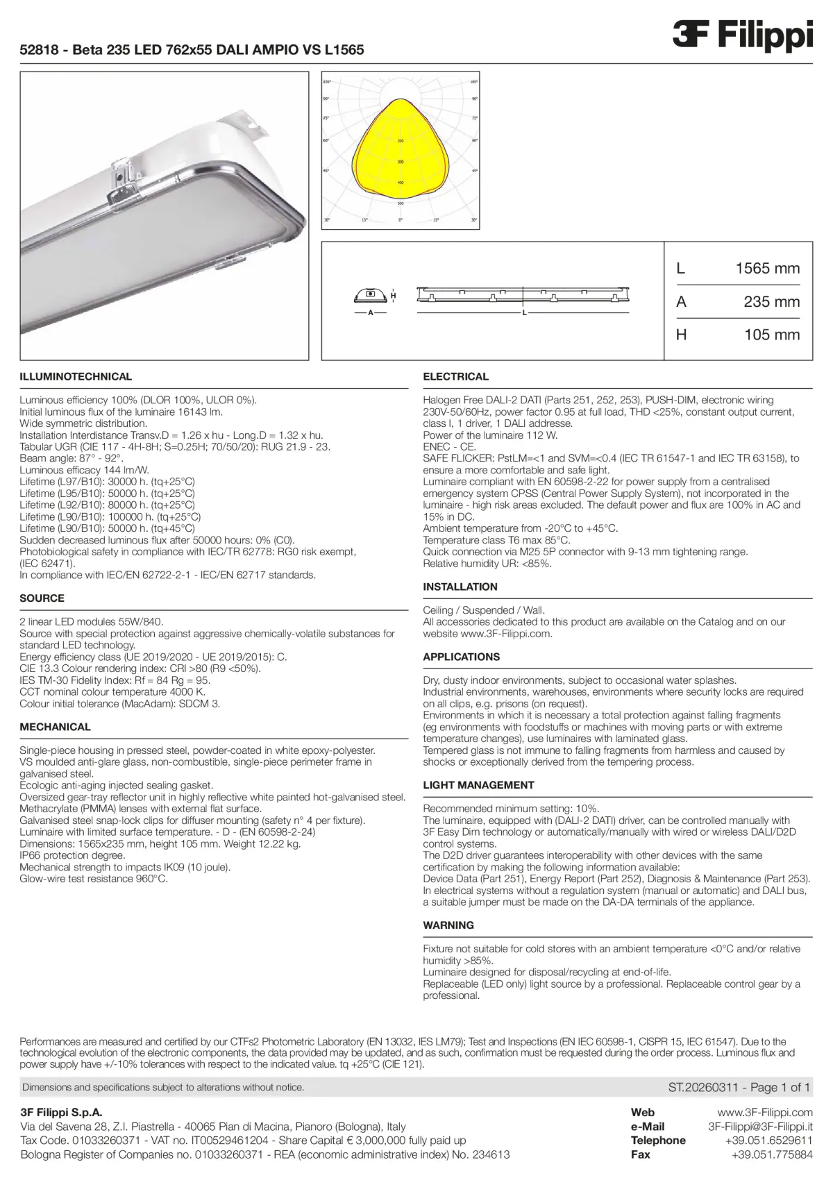 52818 - Beta 235 LED 762x55 DALI AMPIO VS L1565 - Datasheet - en
