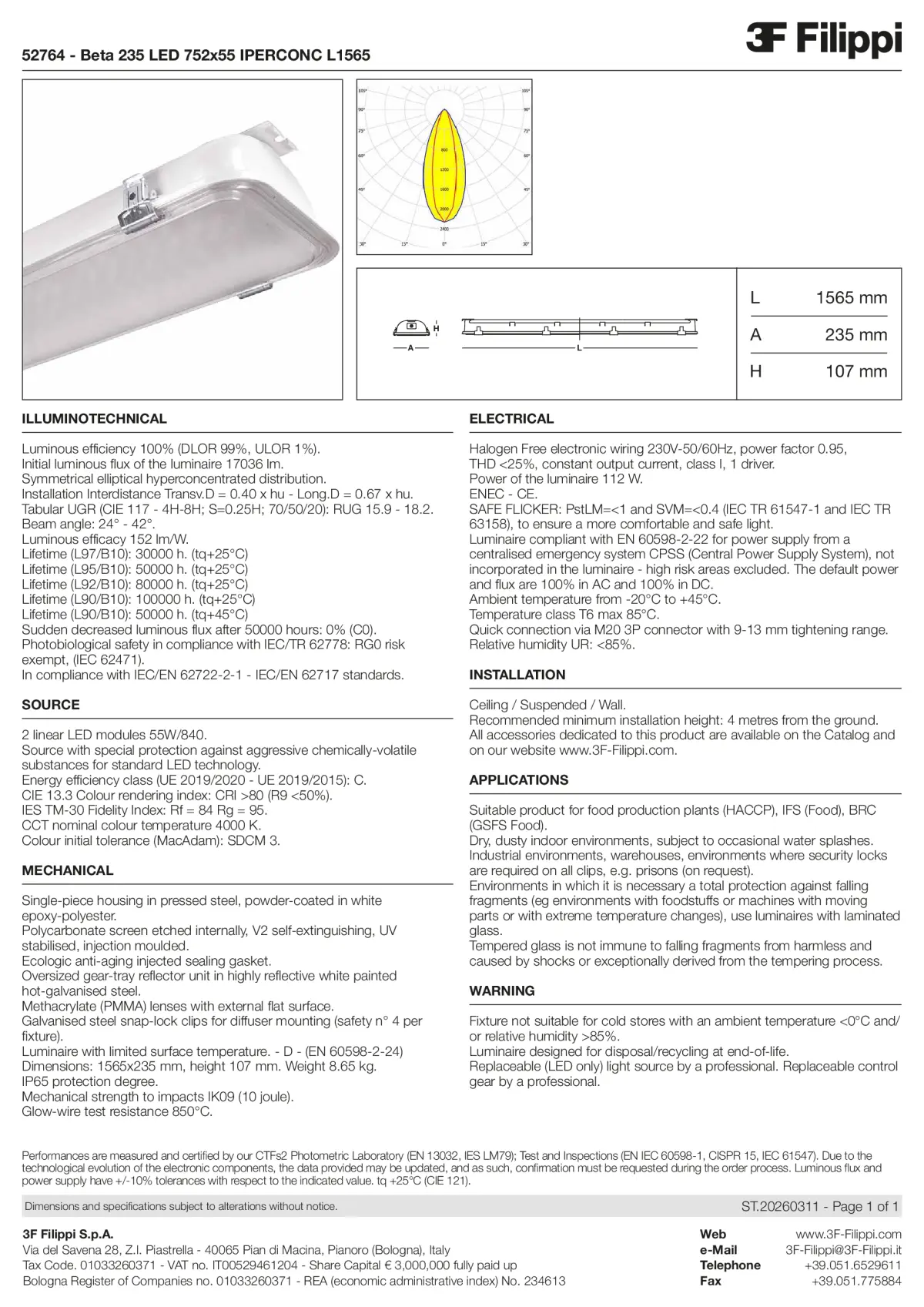52764 - Beta 235 LED 752x55 IPERCONC L1565 - Datasheet - en