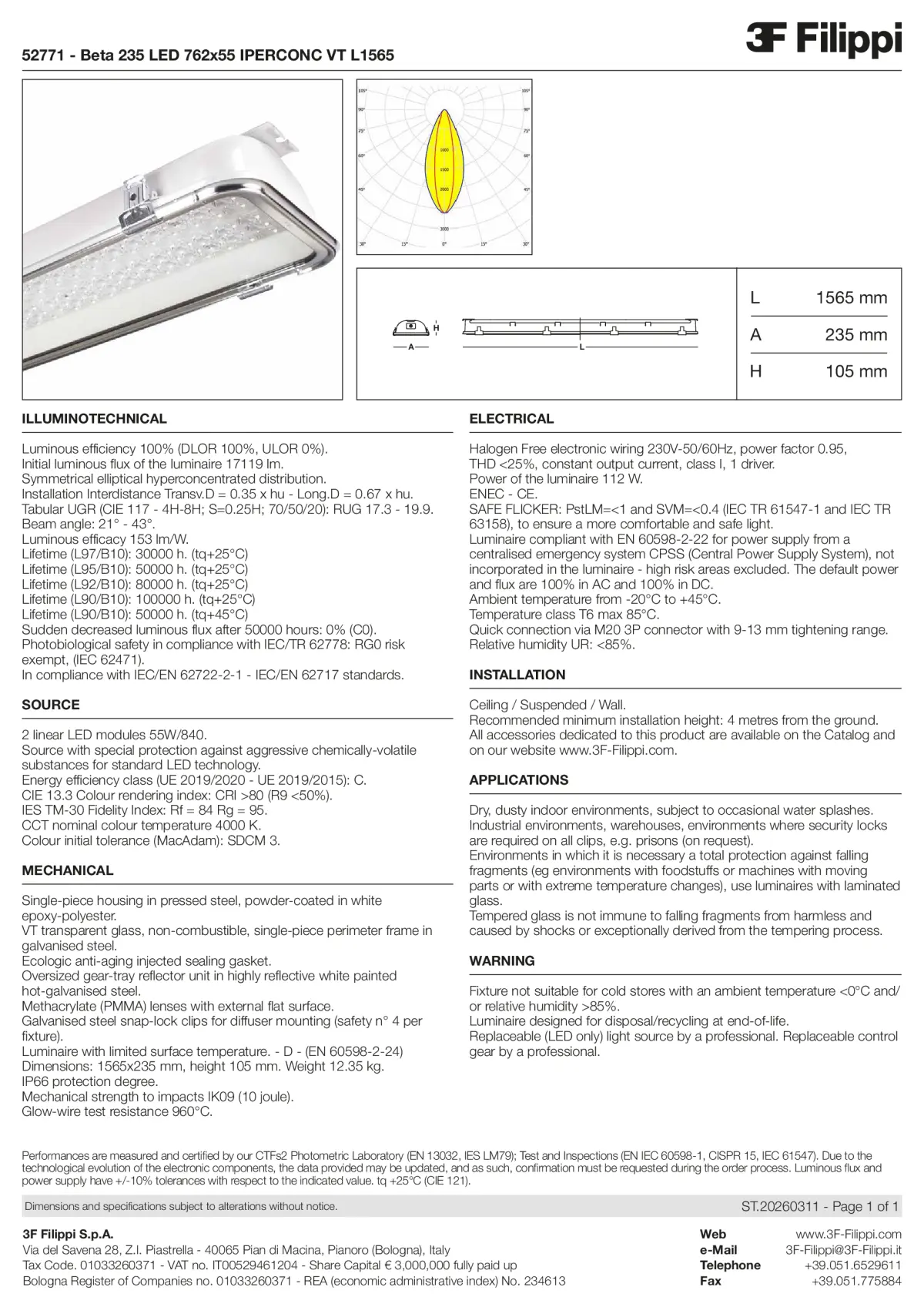 52771 - Beta 235 LED 762x55 IPERCONC VT L1565 - Datasheet - en