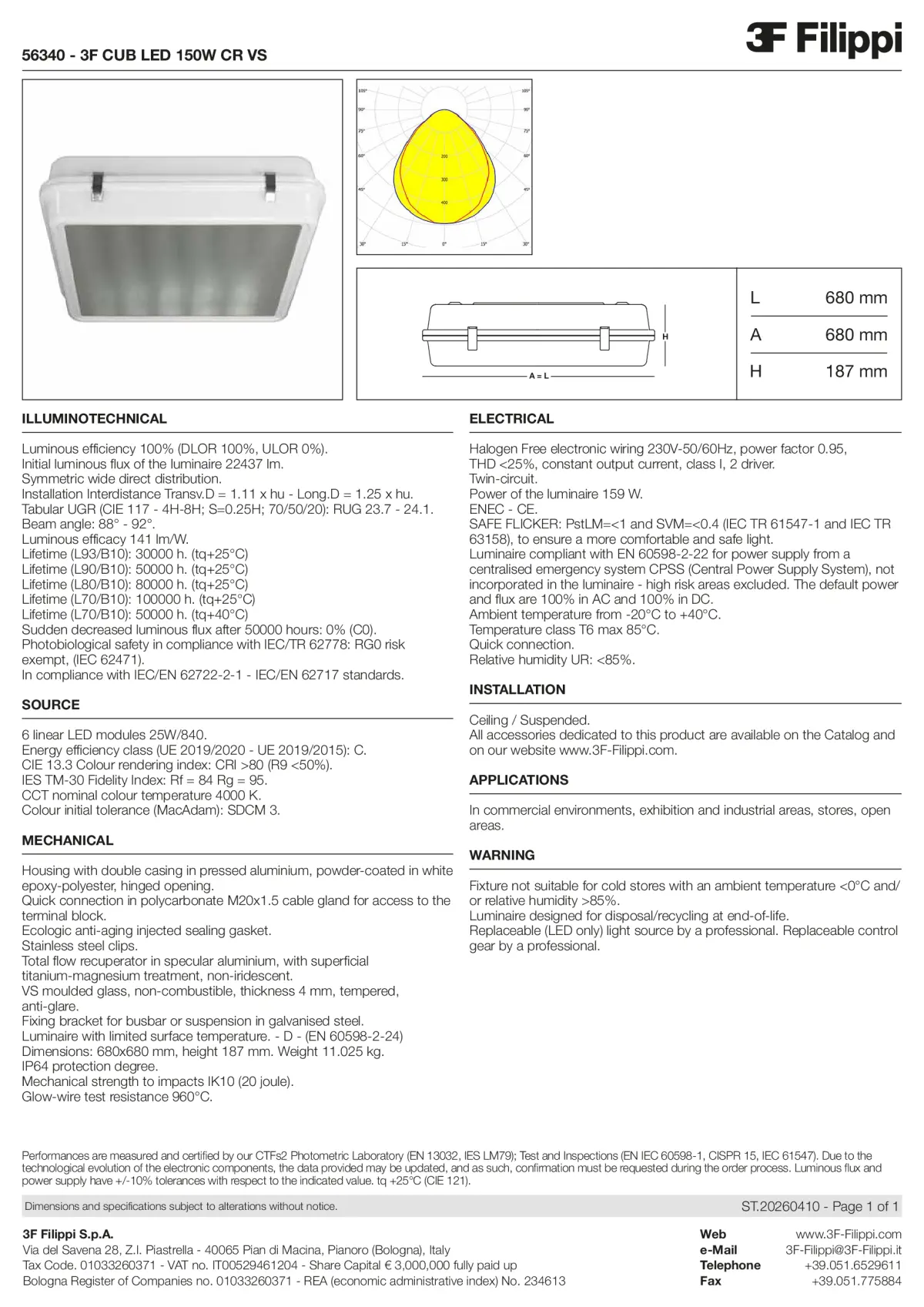 56340 - 3F CUB LED 150W CR VS - Datasheet - en