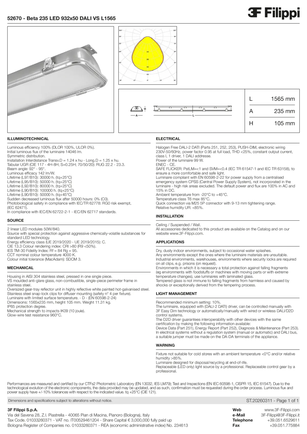 52670 - Beta 235 LED 932x50 DALI VS L1565 - Datasheet - en