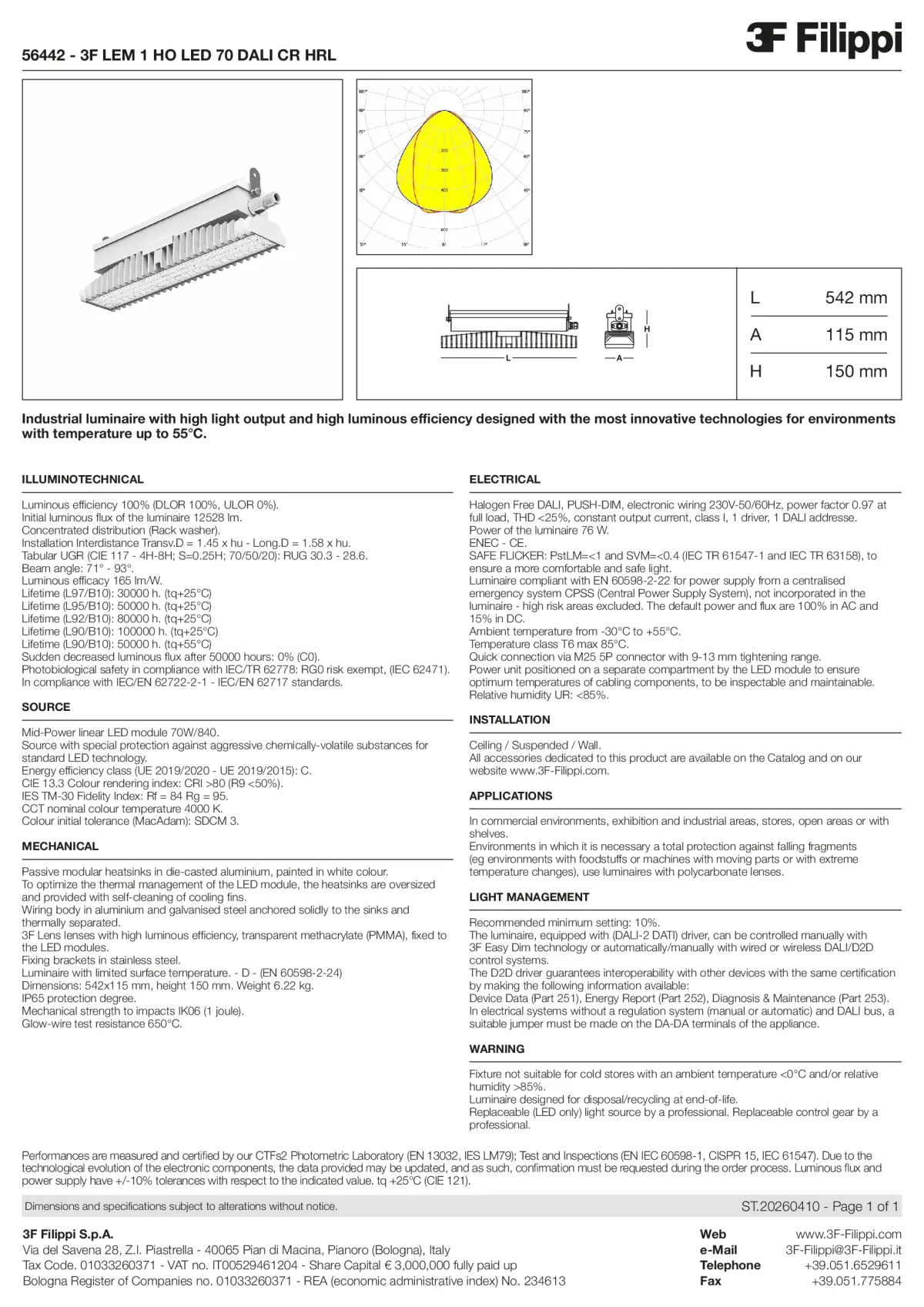 56442 - 3F LEM 1 HO LED 70 DALI CR HRL - Datasheet - en