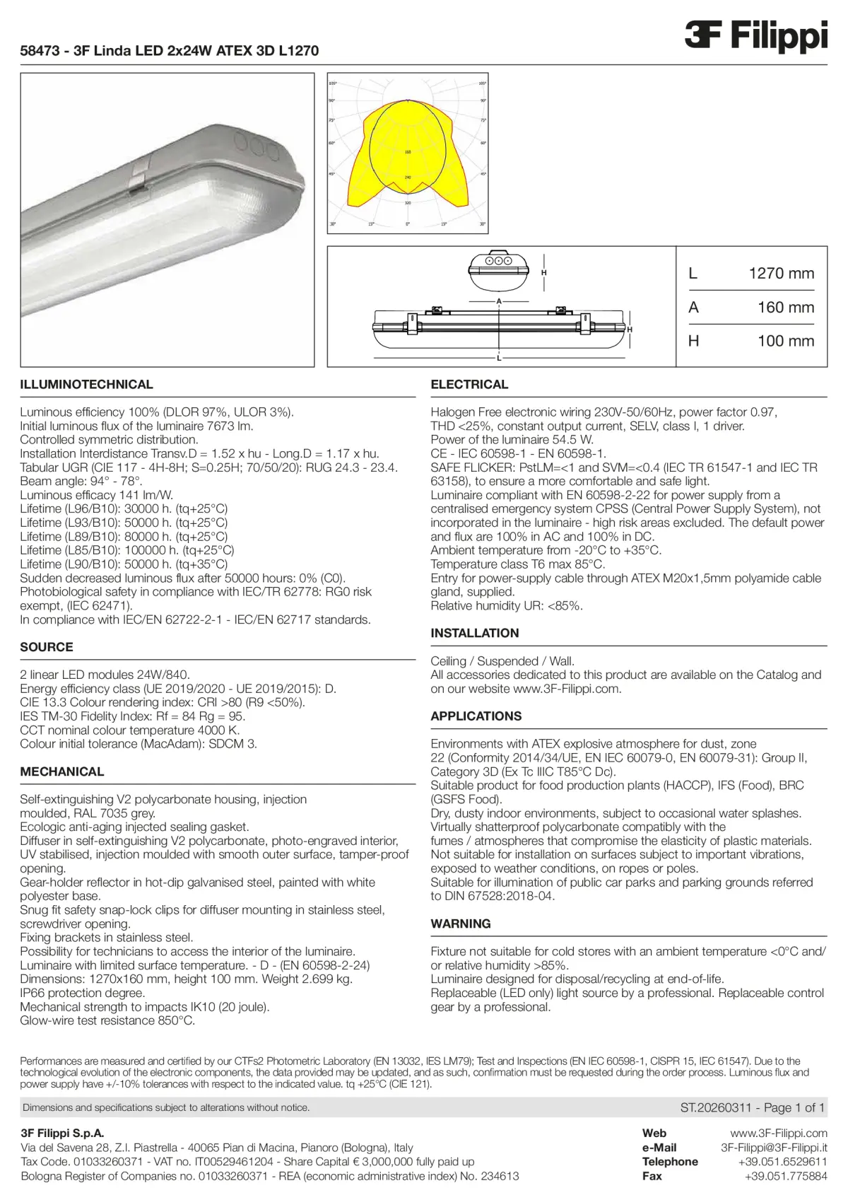 58473 - 3F Linda LED 2x24W ATEX 3D L1270 - Datasheet - en