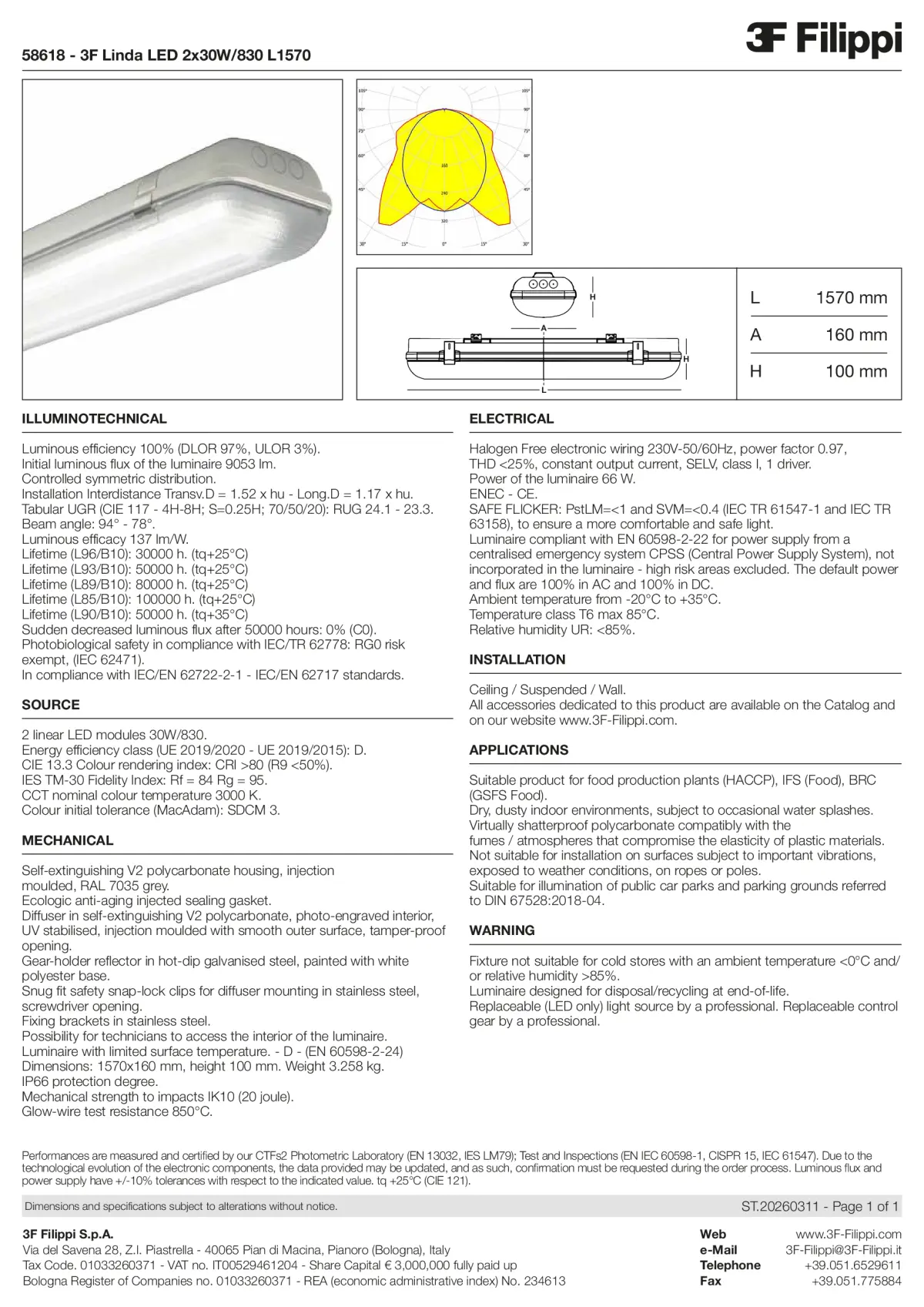 58618 - 3F Linda LED 2x30W-830 L1570 - Datasheet - en