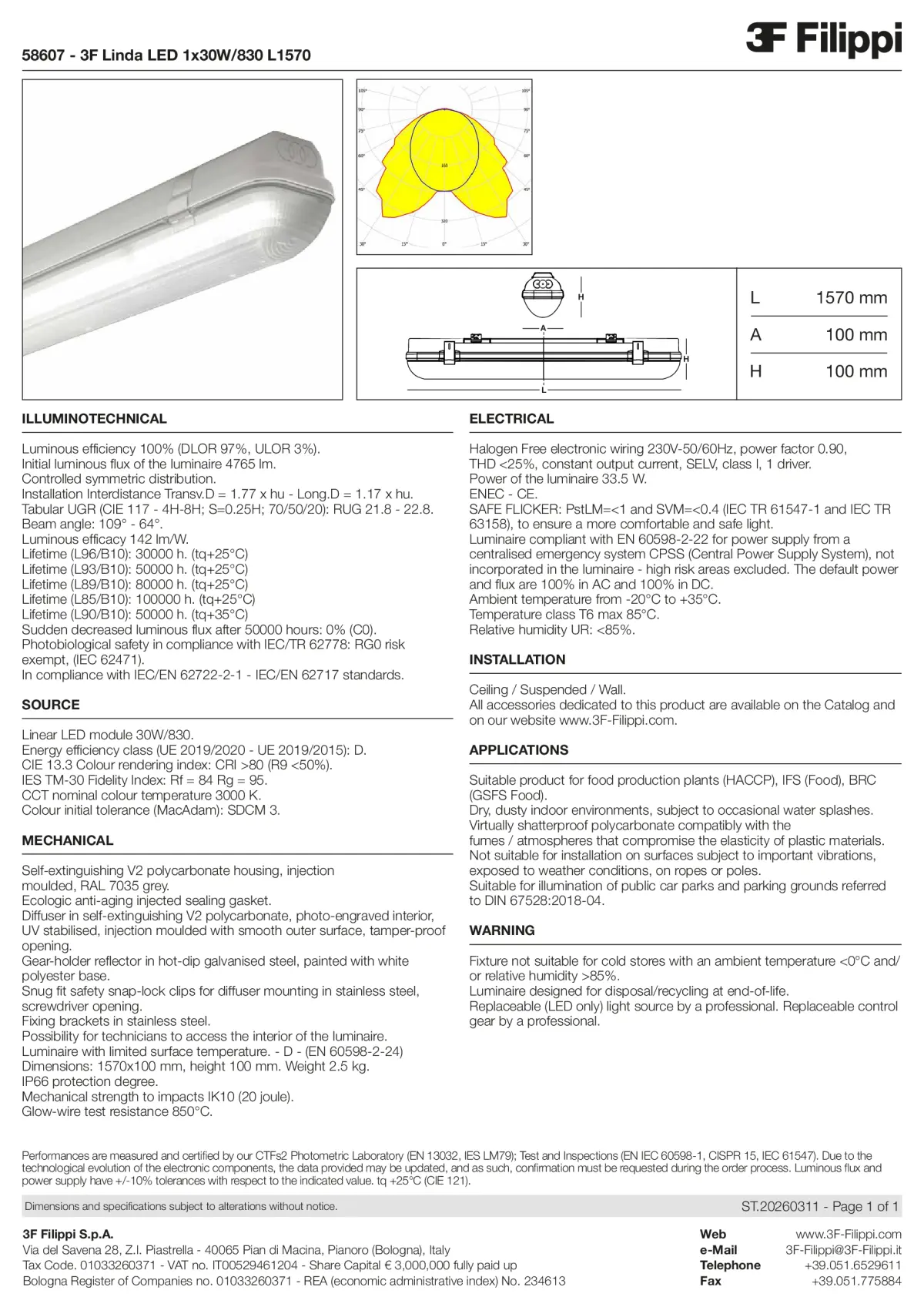 58607 - 3F Linda LED 1x30W-830 L1570 - Datasheet - en
