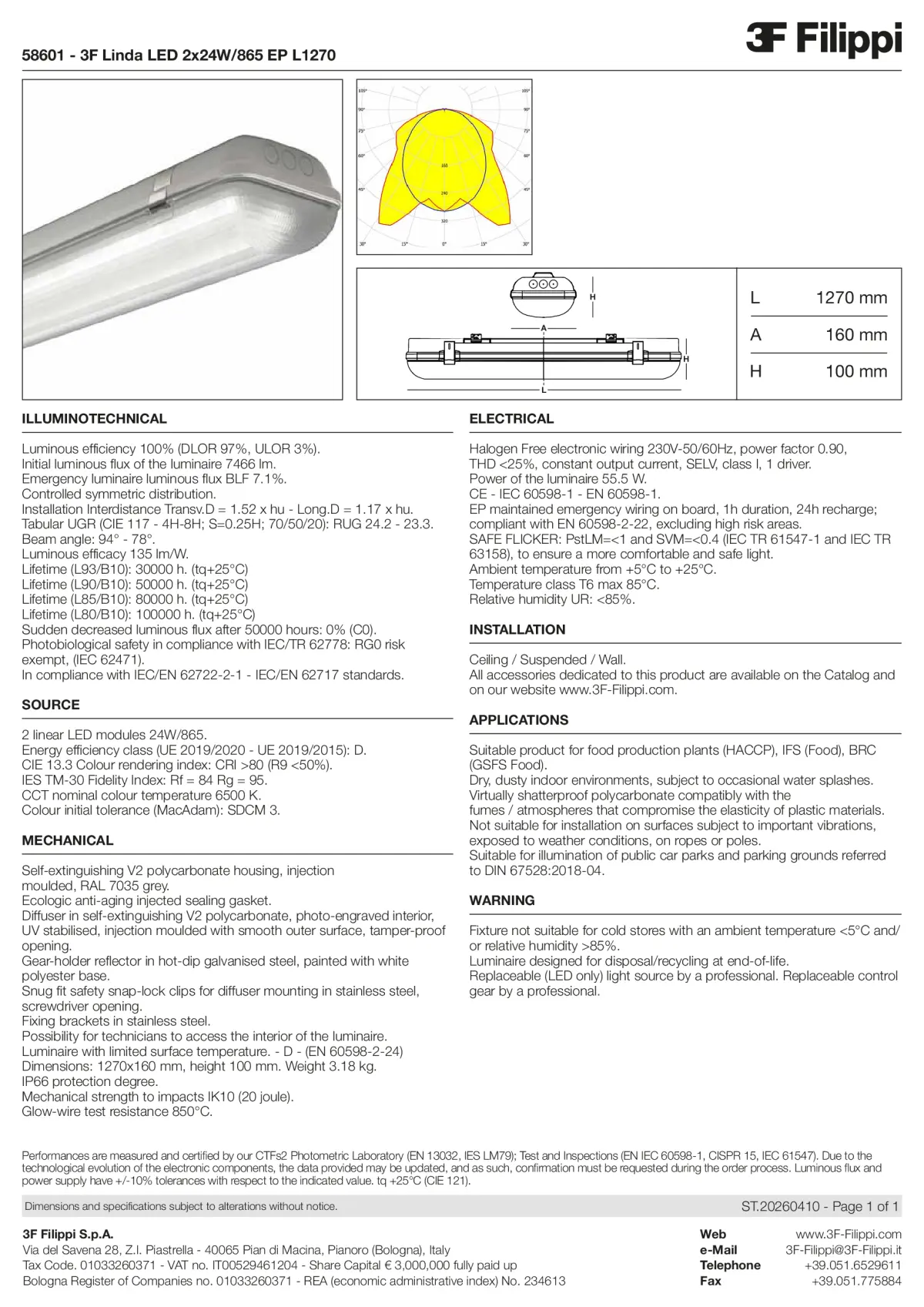 58601 - 3F Linda LED 2x24W-865 EP L1270 - Datasheet - en