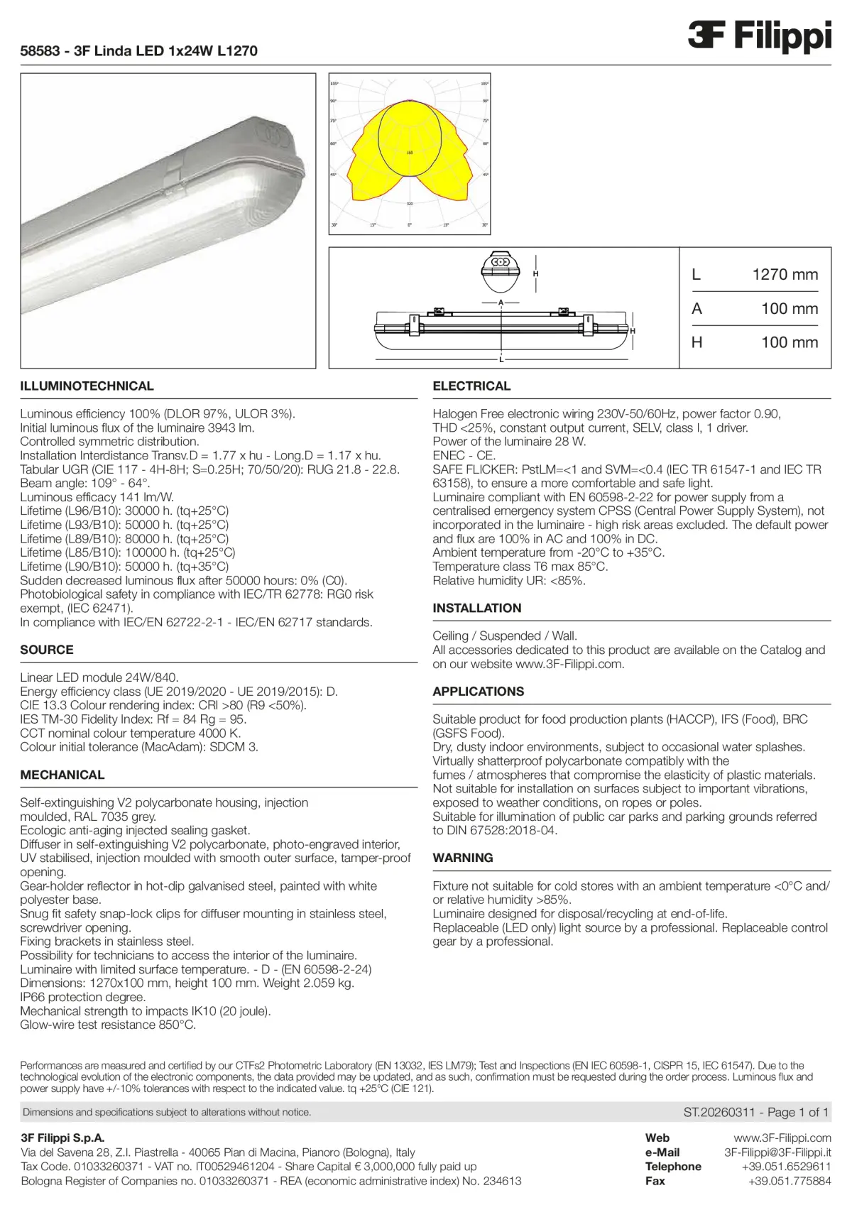 58583 - 3F Linda LED 1x24W L1270 - Datasheet - en