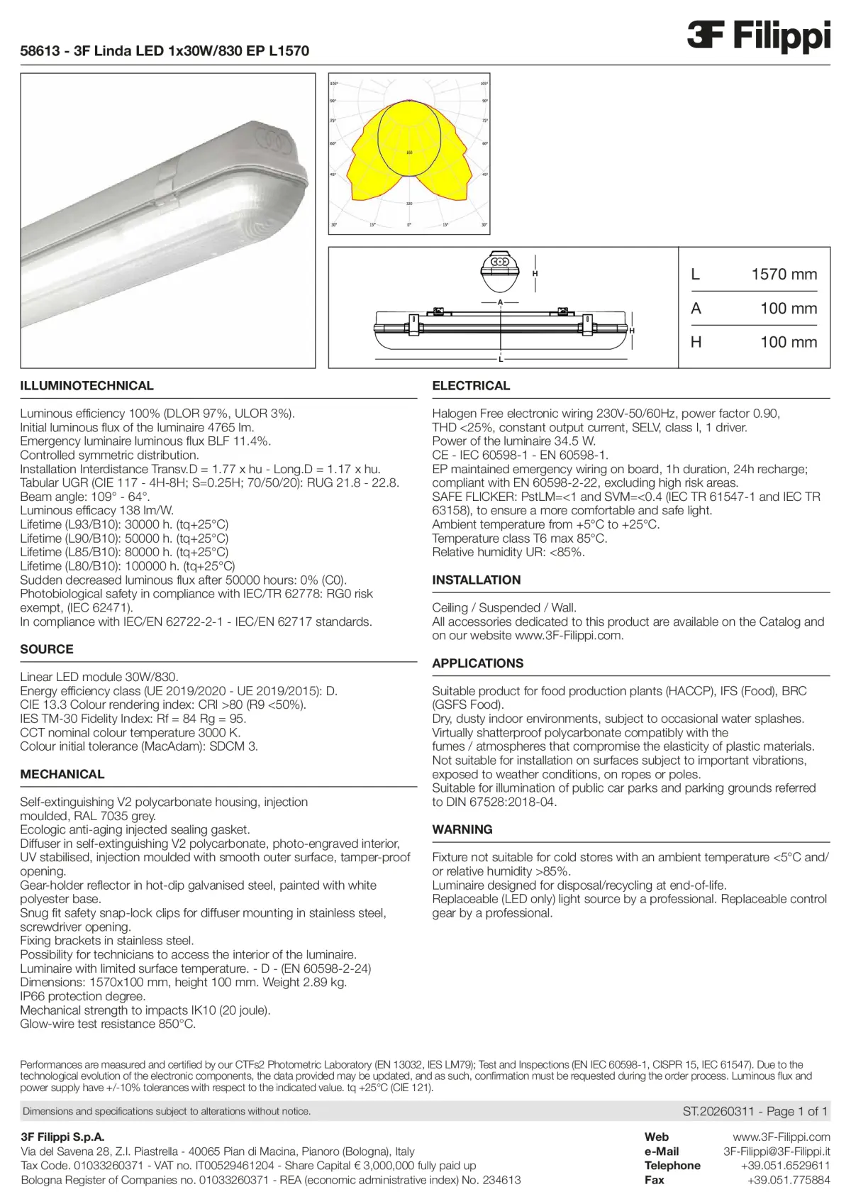 58613 - 3F Linda LED 1x30W-830 EP L1570 - Datasheet - en