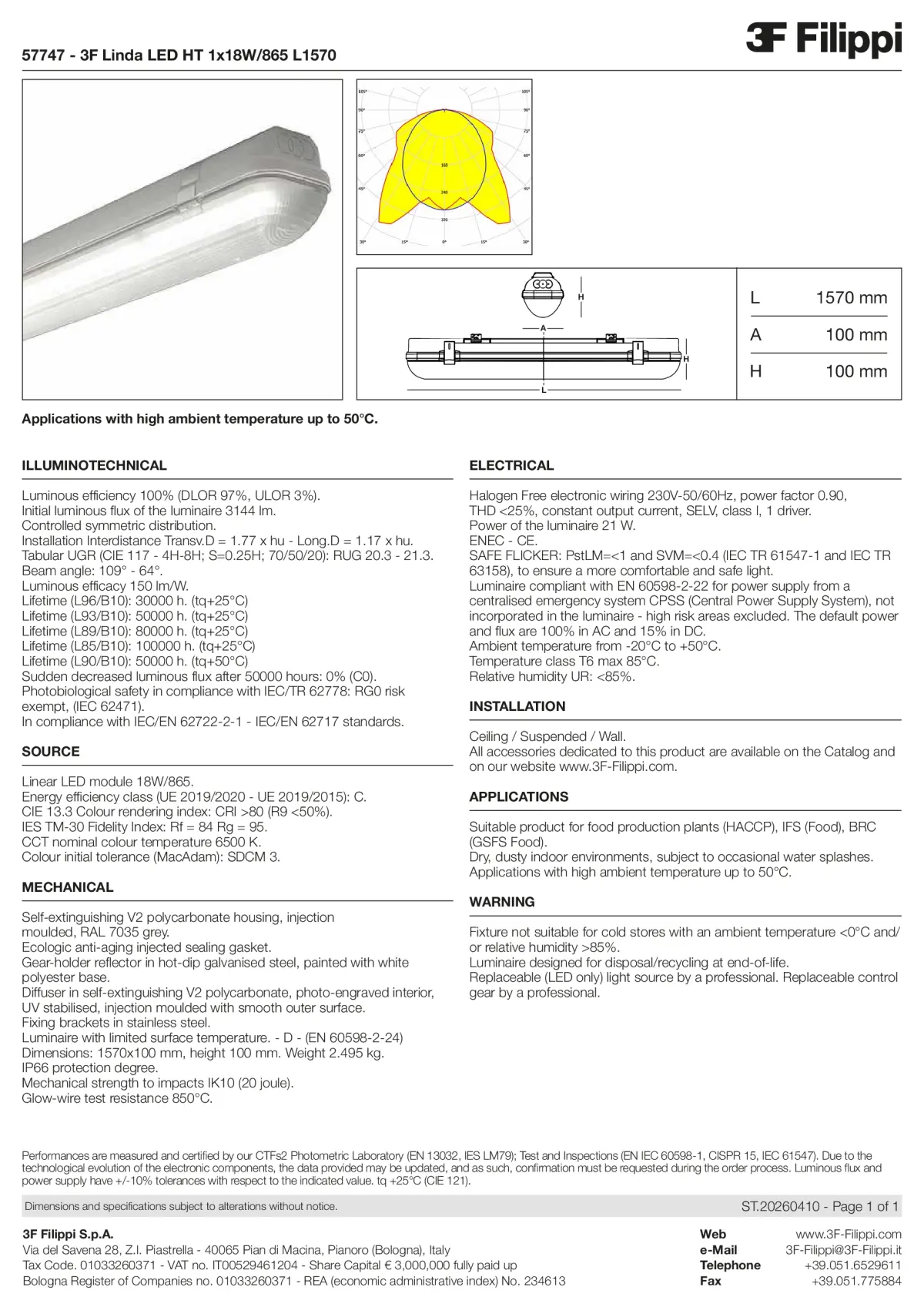 57747 - 3F Linda LED HT 1x18W-865 L1570 - Datasheet - en