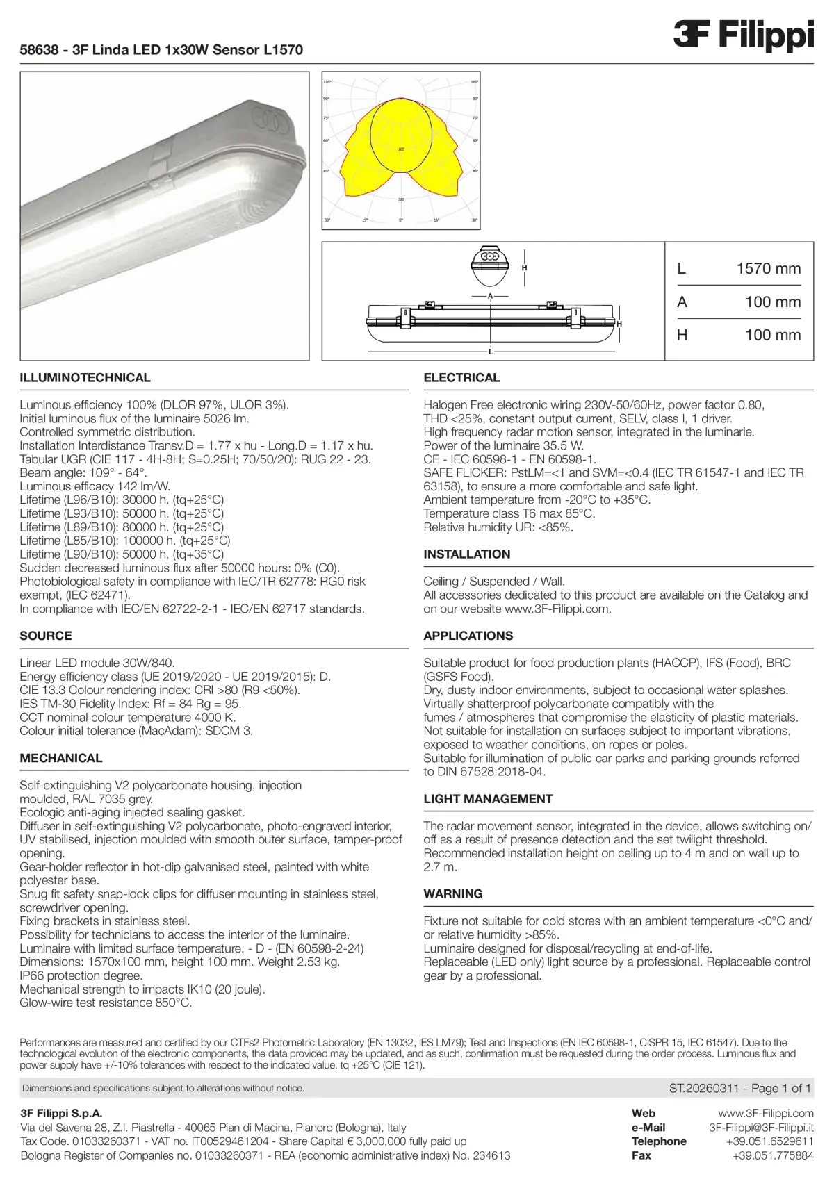 58638 - 3F Linda LED 1x30W Sensor L1570 - Datasheet - en