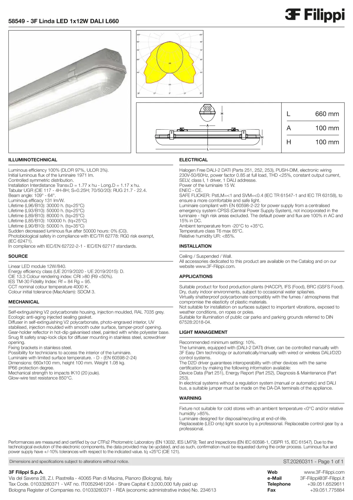 58549 - 3F Linda LED 1x12W DALI L660 - Datasheet - en