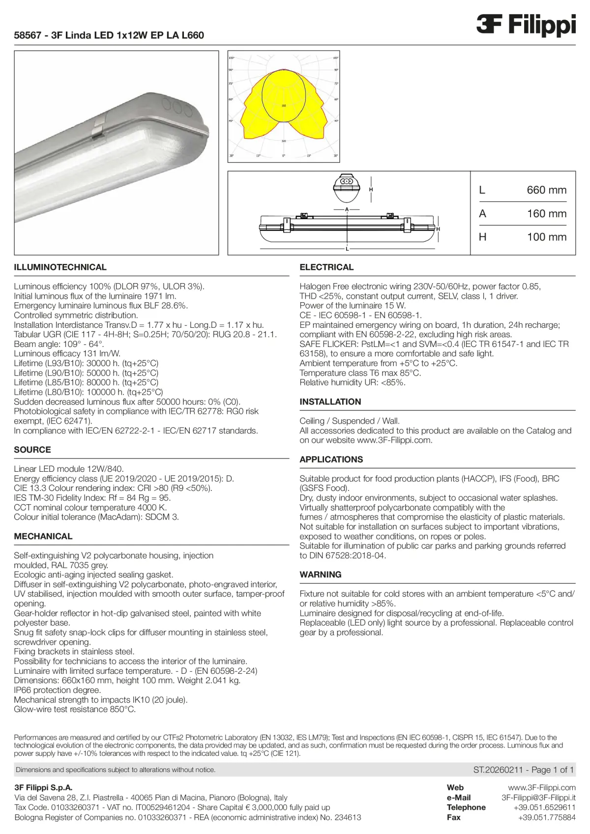 58567 - 3F Linda LED 1x12W EP LA L660 - Datasheet - en