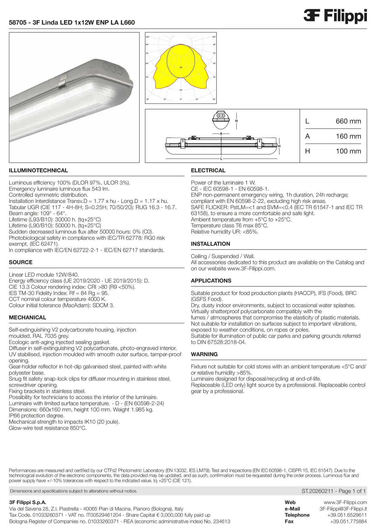 58705 - 3F Linda LED 1x12W ENP LA L660 - Datasheet - en