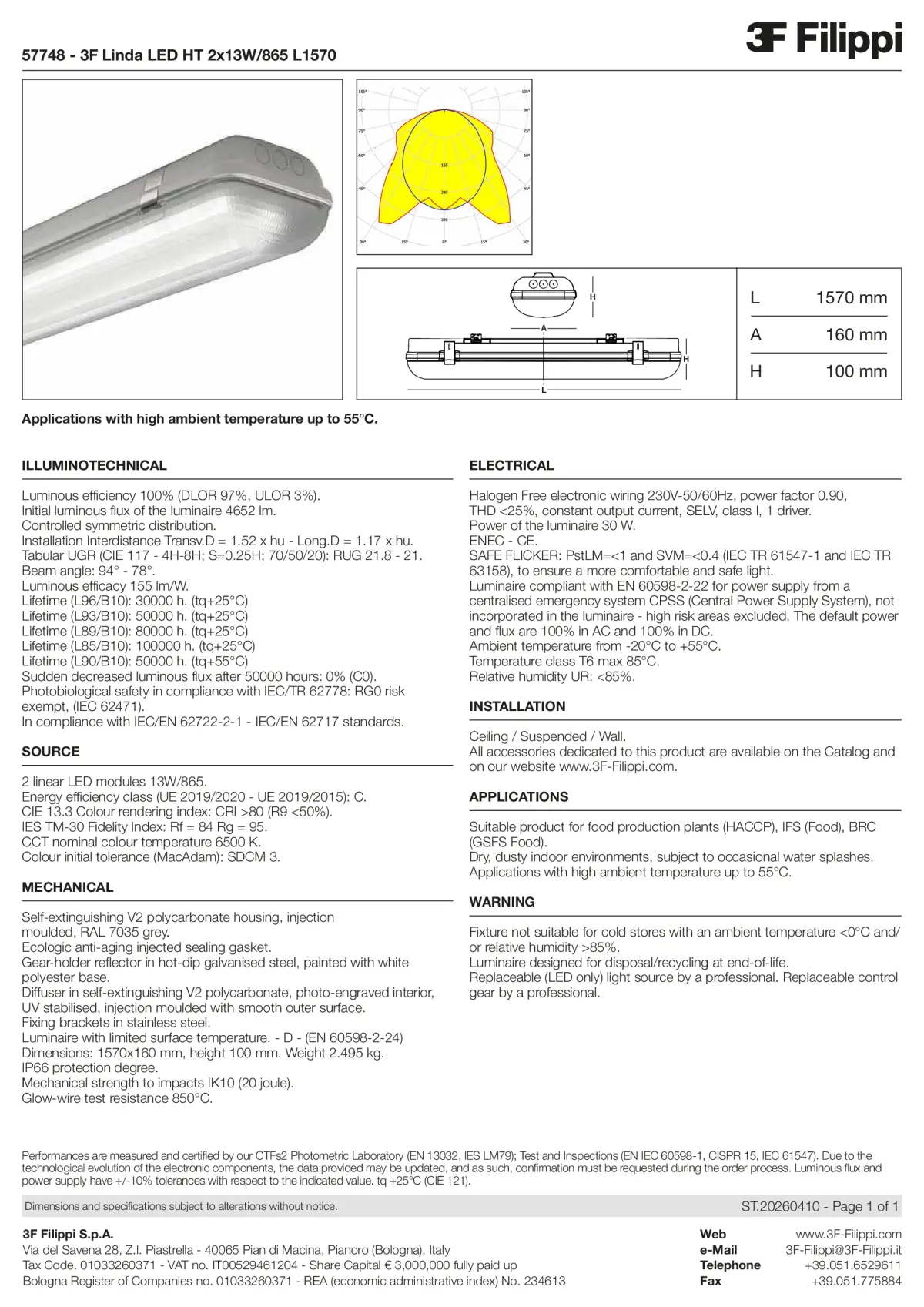 57748 - 3F Linda LED HT 2x13W-865 L1570 - Datasheet - en
