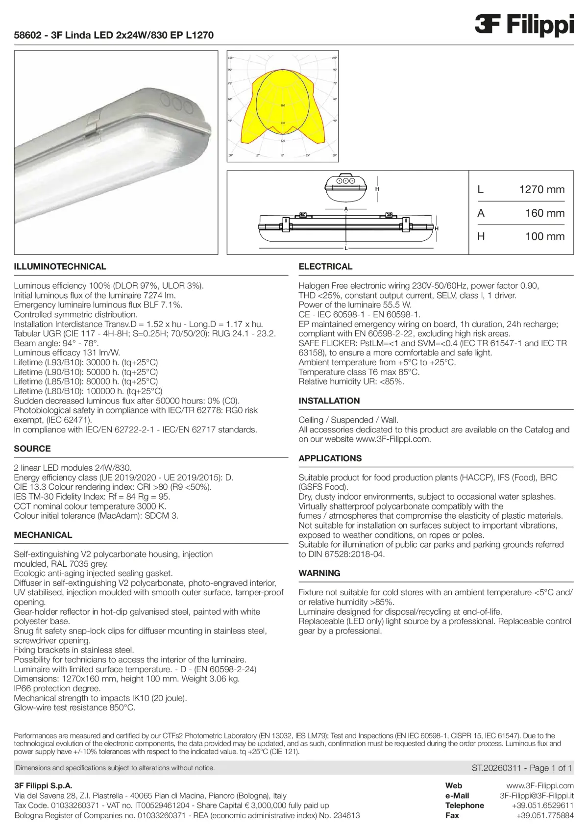 58602 - 3F Linda LED 2x24W-830 EP L1270 - Datasheet - en