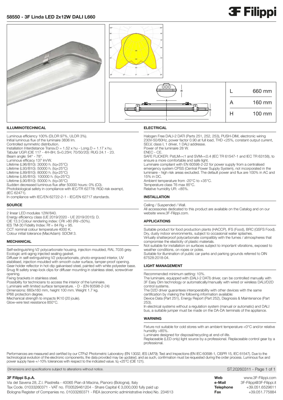 58550 - 3F Linda LED 2x12W DALI L660 - Datasheet - en