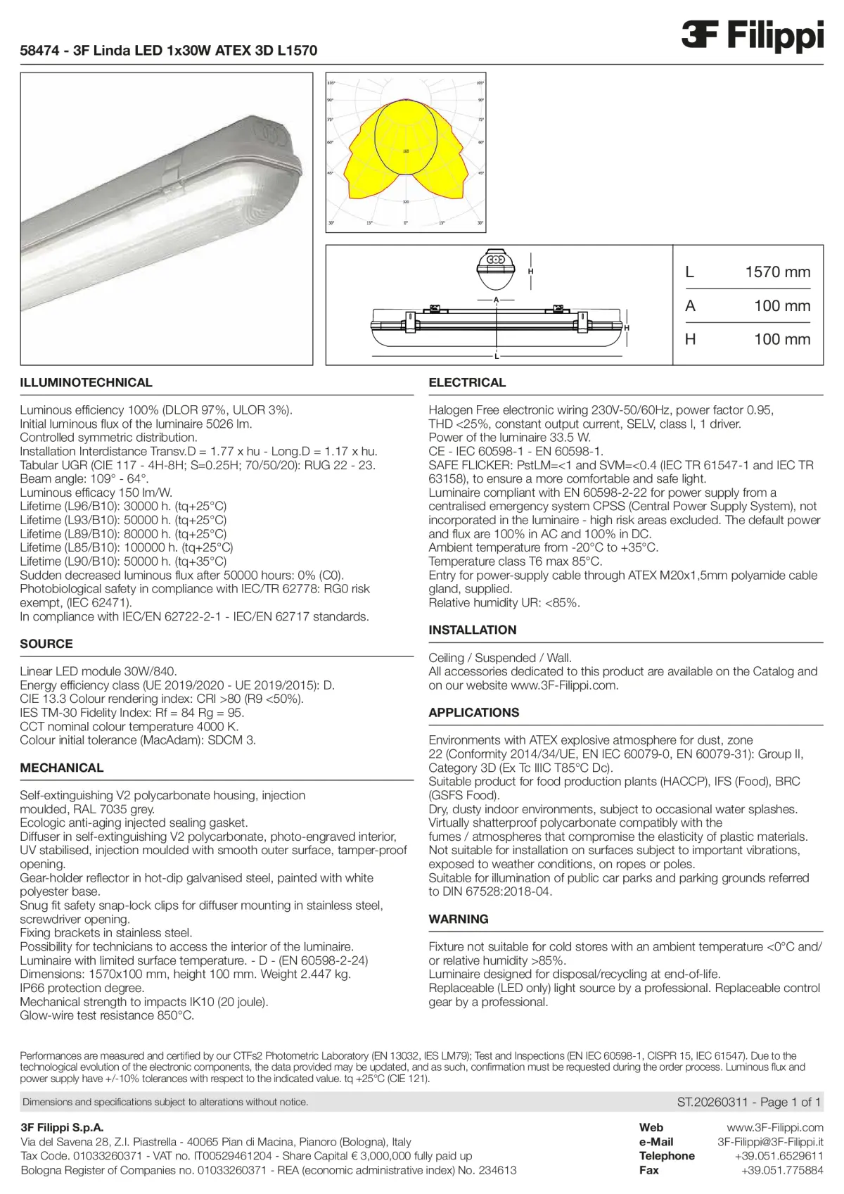 58474 - 3F Linda LED 1x30W ATEX 3D L1570 - Datasheet - en
