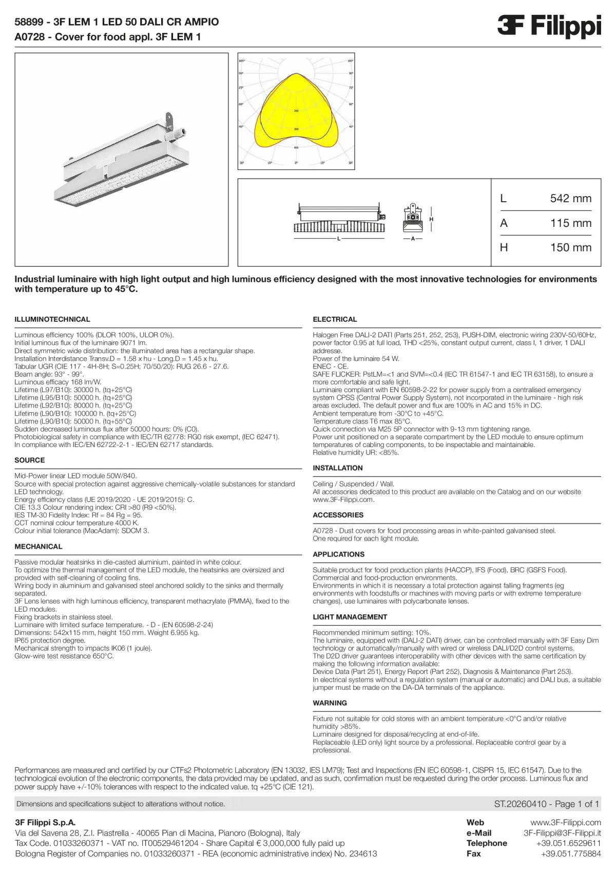 58899+A0728 - 3F LEM 1 LED 50 DALI CR AMPIO + FOOD - Datasheet - en