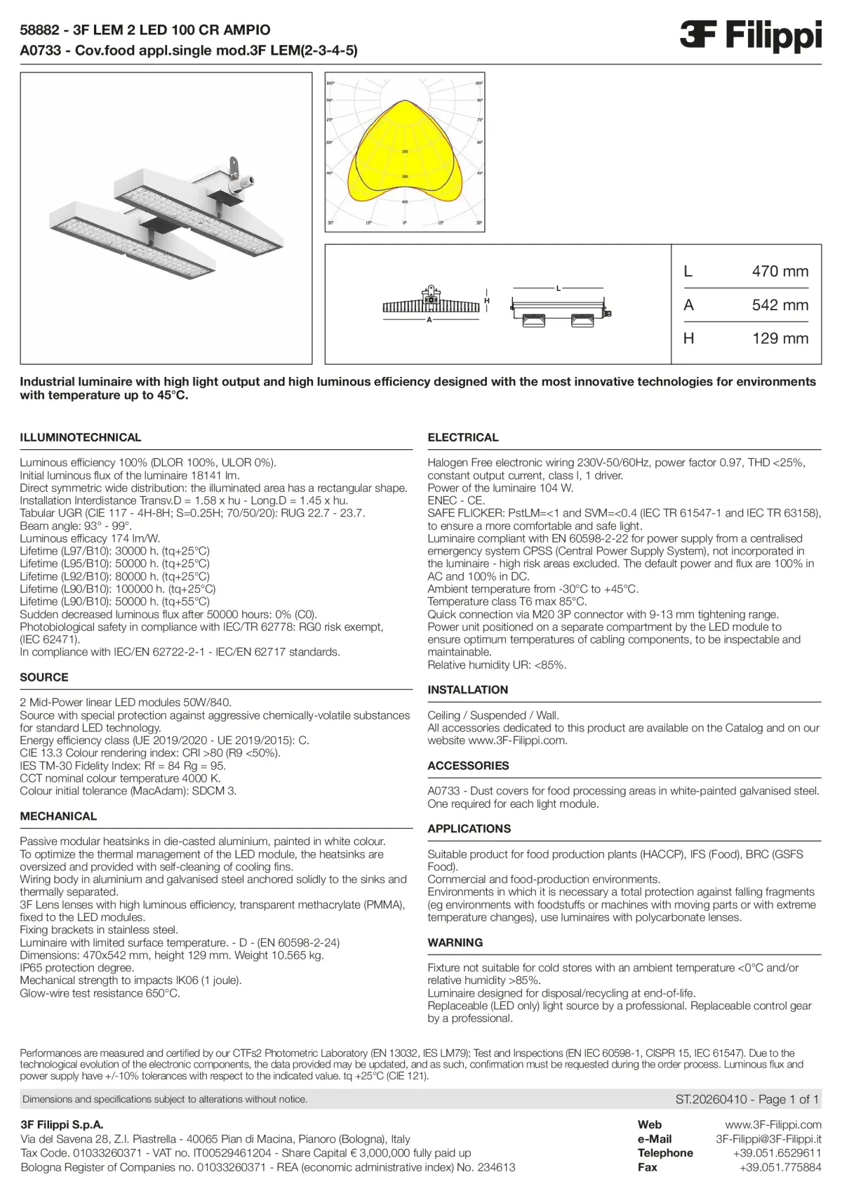 58882+A0733 - 3F LEM 2 LED 100 CR AMPIO + FOOD - Datasheet - en