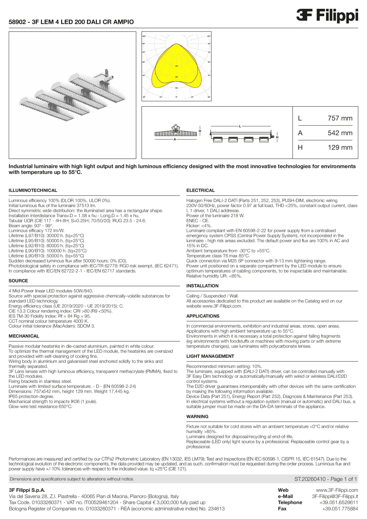 58902 - 3F LEM 4 LED 200 DALI CR AMPIO - Datasheet - en