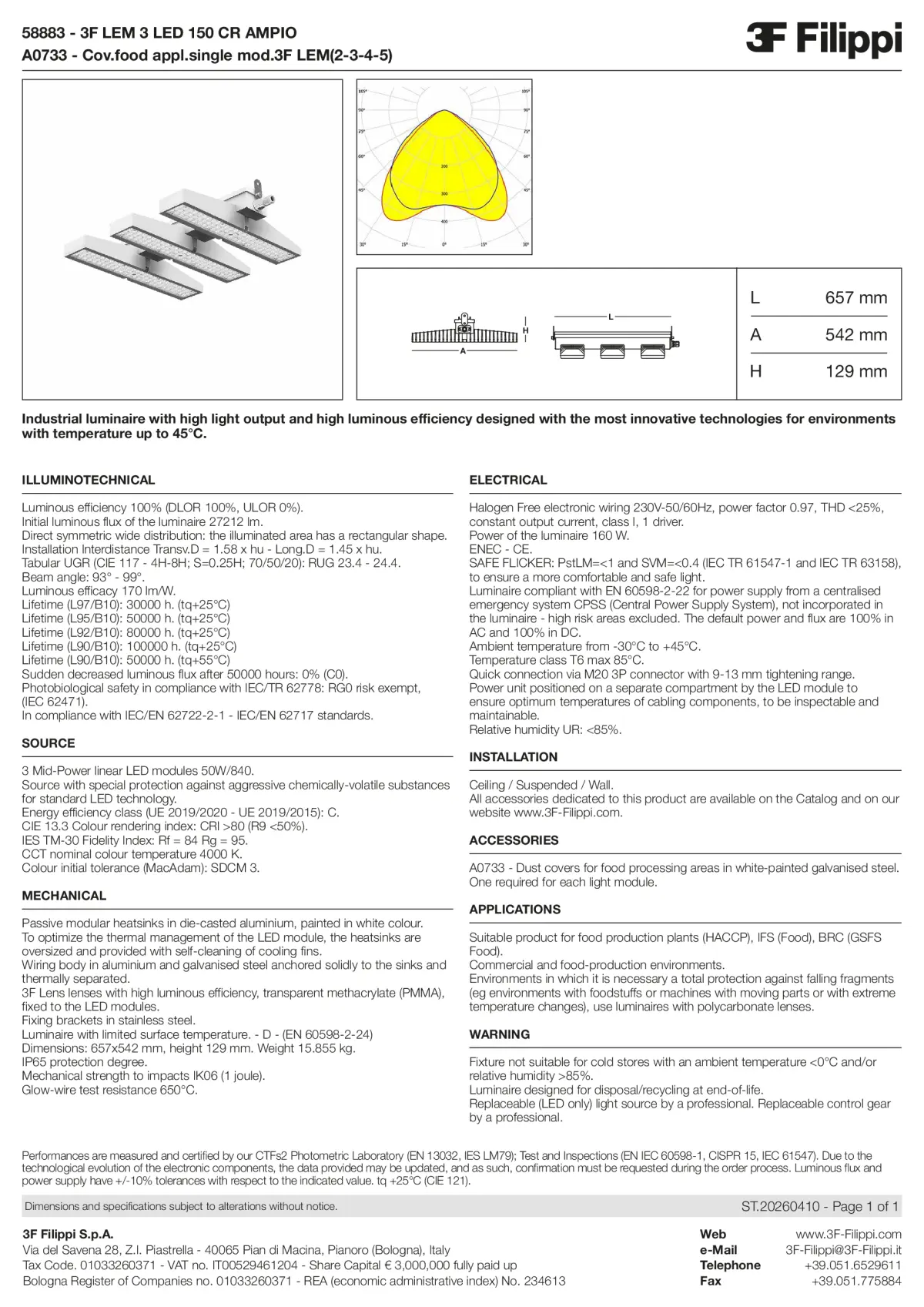 58883+A0733 - 3F LEM 3 LED 150 CR AMPIO + FOOD - Datasheet - en