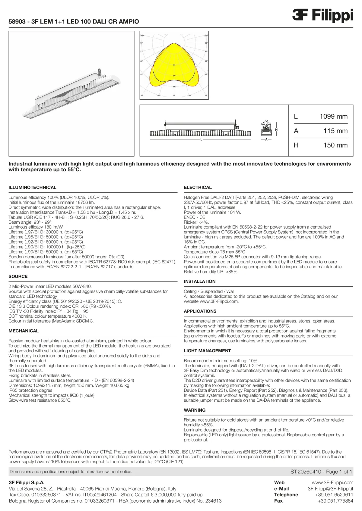 58903 - 3F LEM 1+1 LED 100 DALI CR AMPIO - Datasheet - en