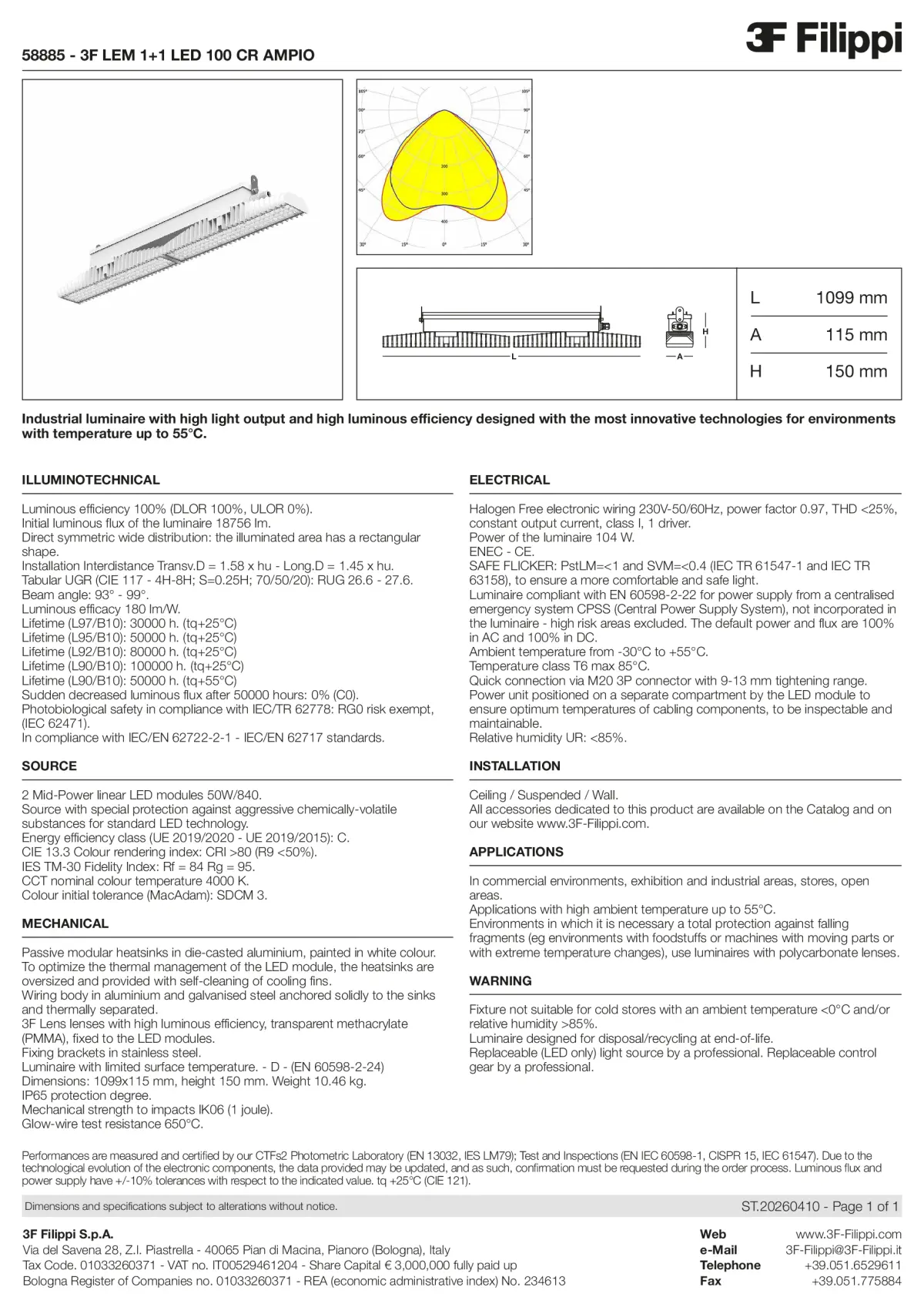 58885 - 3F LEM 1+1 LED 100 CR AMPIO - Datasheet - en