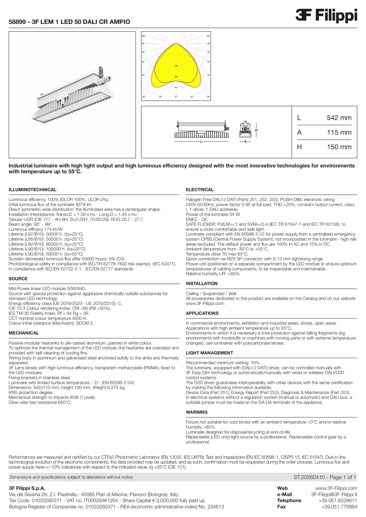 58899 - 3F LEM 1 LED 50 DALI CR AMPIO - Datasheet - en