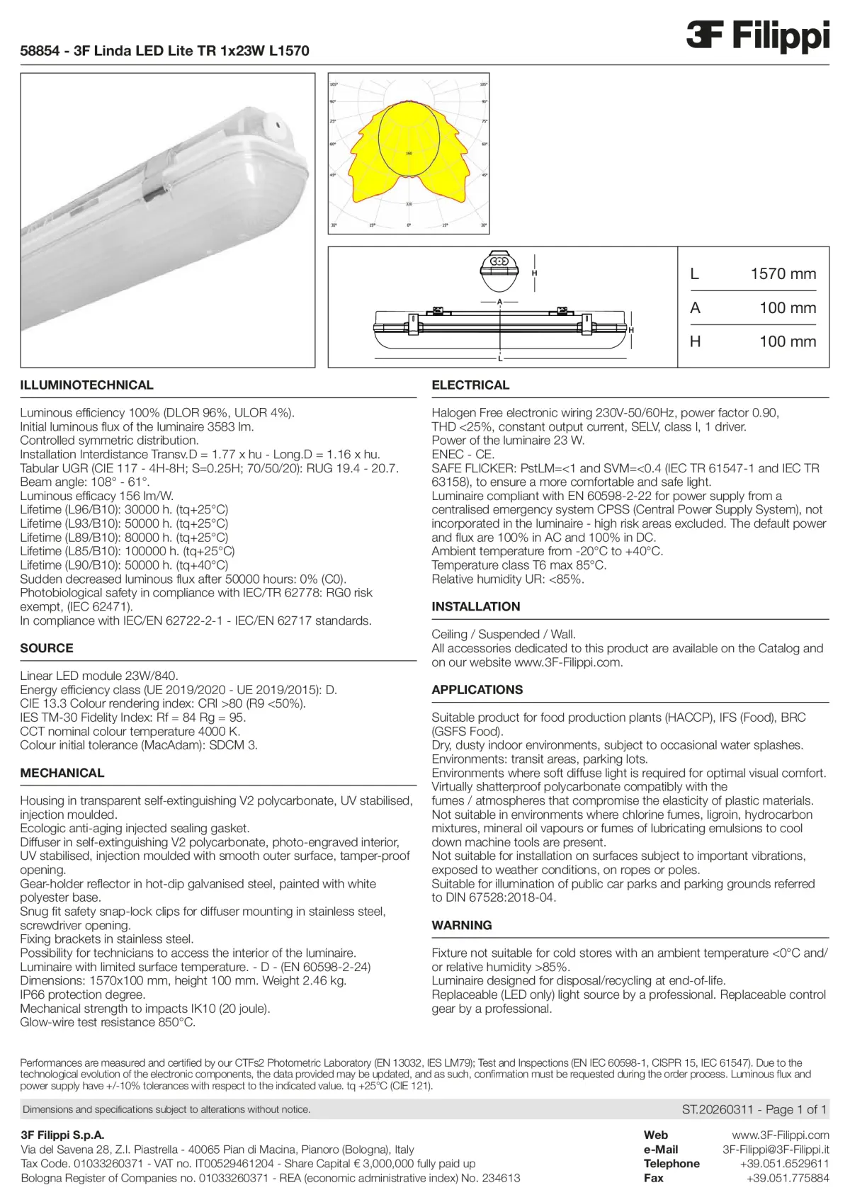 58854 - 3F Linda LED Lite TR 1x23W L1570 - Datasheet - en