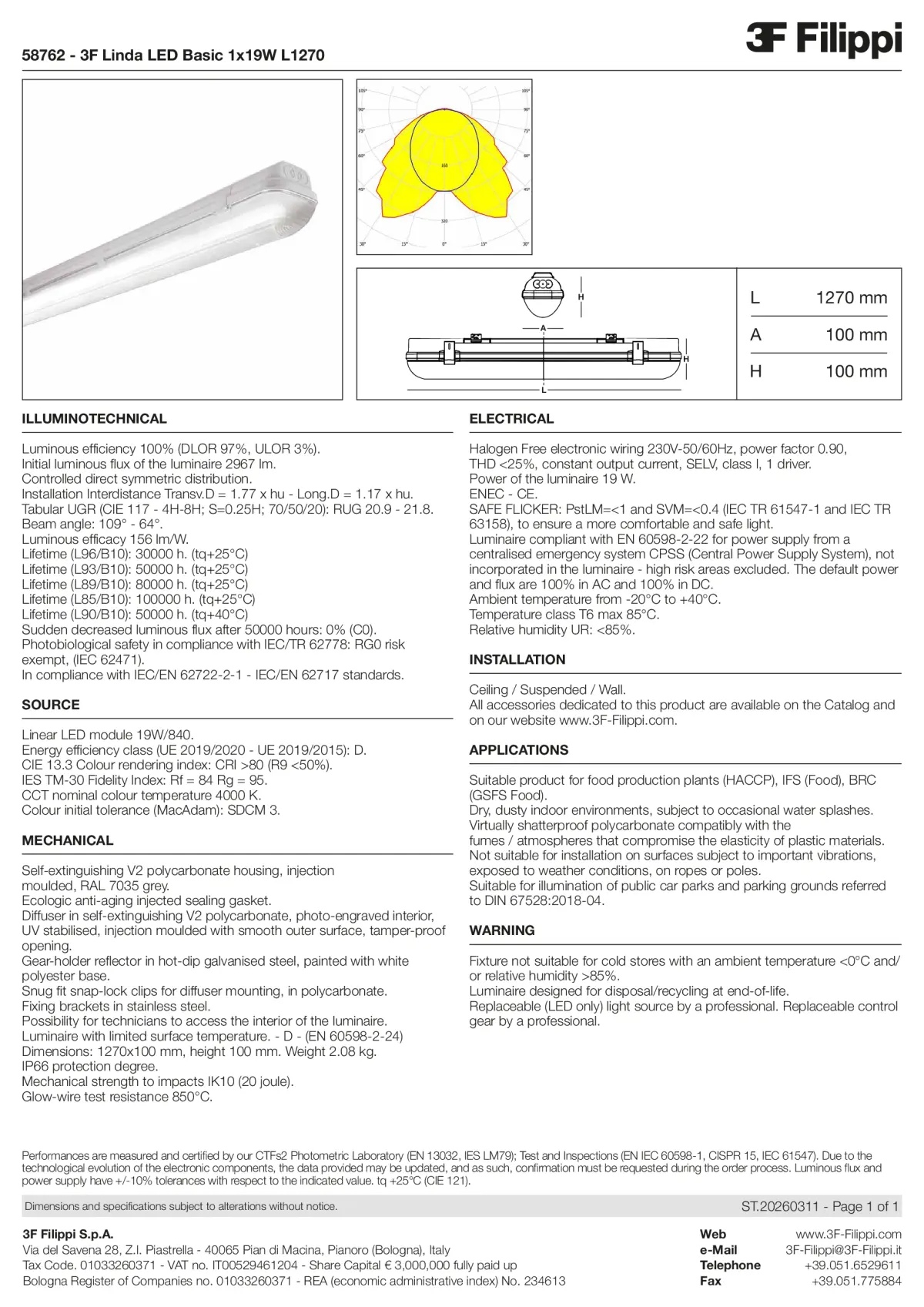 58762 - 3F Linda LED Basic 1x19W L1270 - Datasheet - en