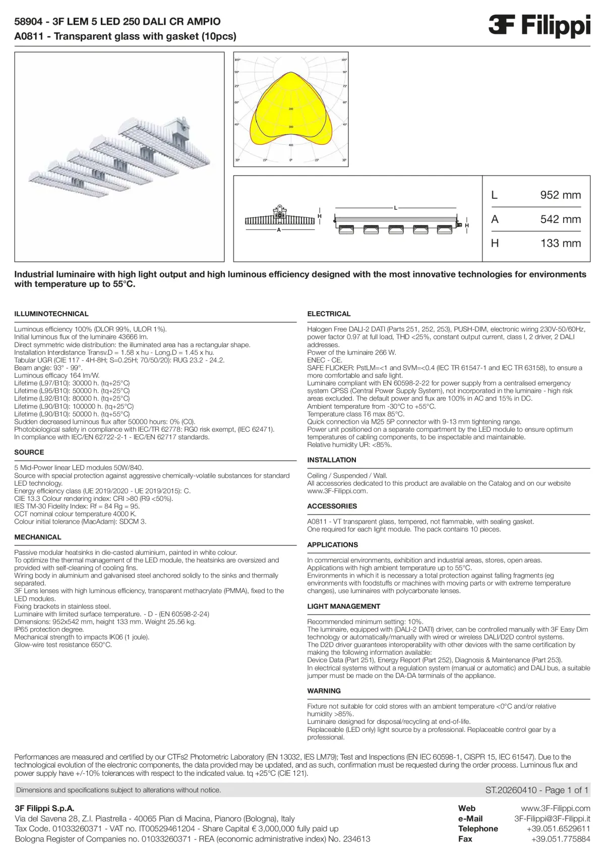 58904+A0811 - 3F LEM 5 LED 250 DALI CR AMPIO + VT - Datasheet - en