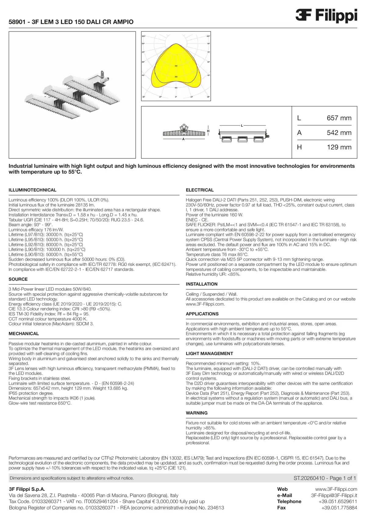 58901 - 3F LEM 3 LED 150 DALI CR AMPIO - Datasheet - en